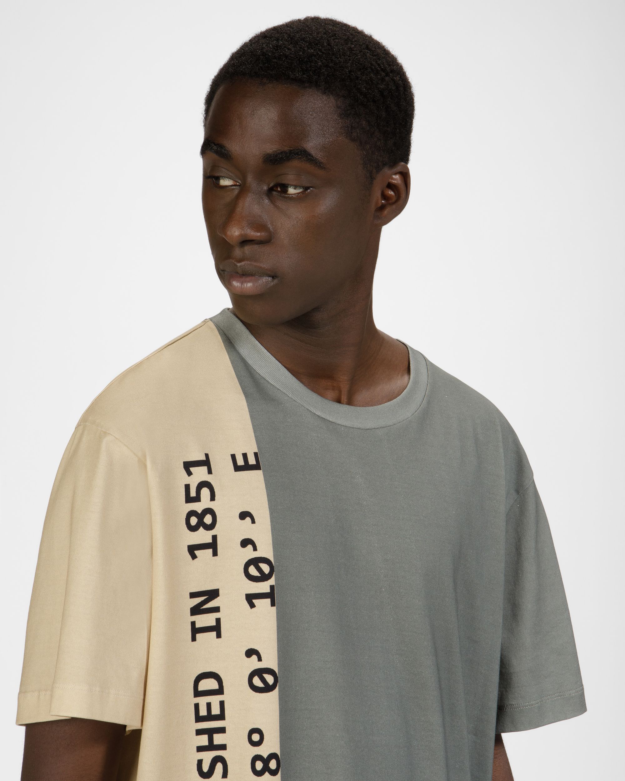 T-Shirt Aus Bio-Baumwolle In Beige Und Grün - Herren - Bally - 04