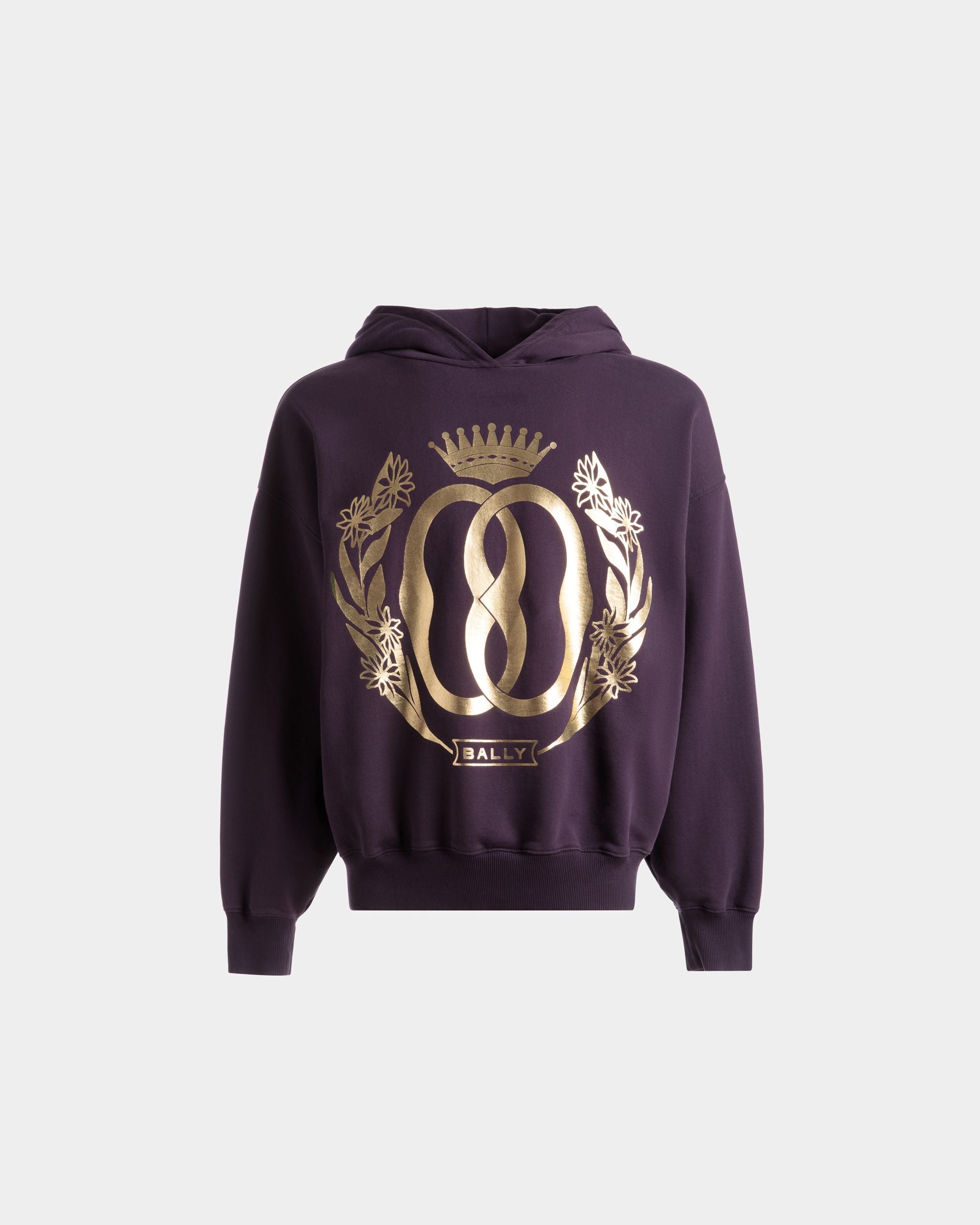 Foiled Hooded Sweatshirt In Orchid Cotton - Men's - Bally - 01