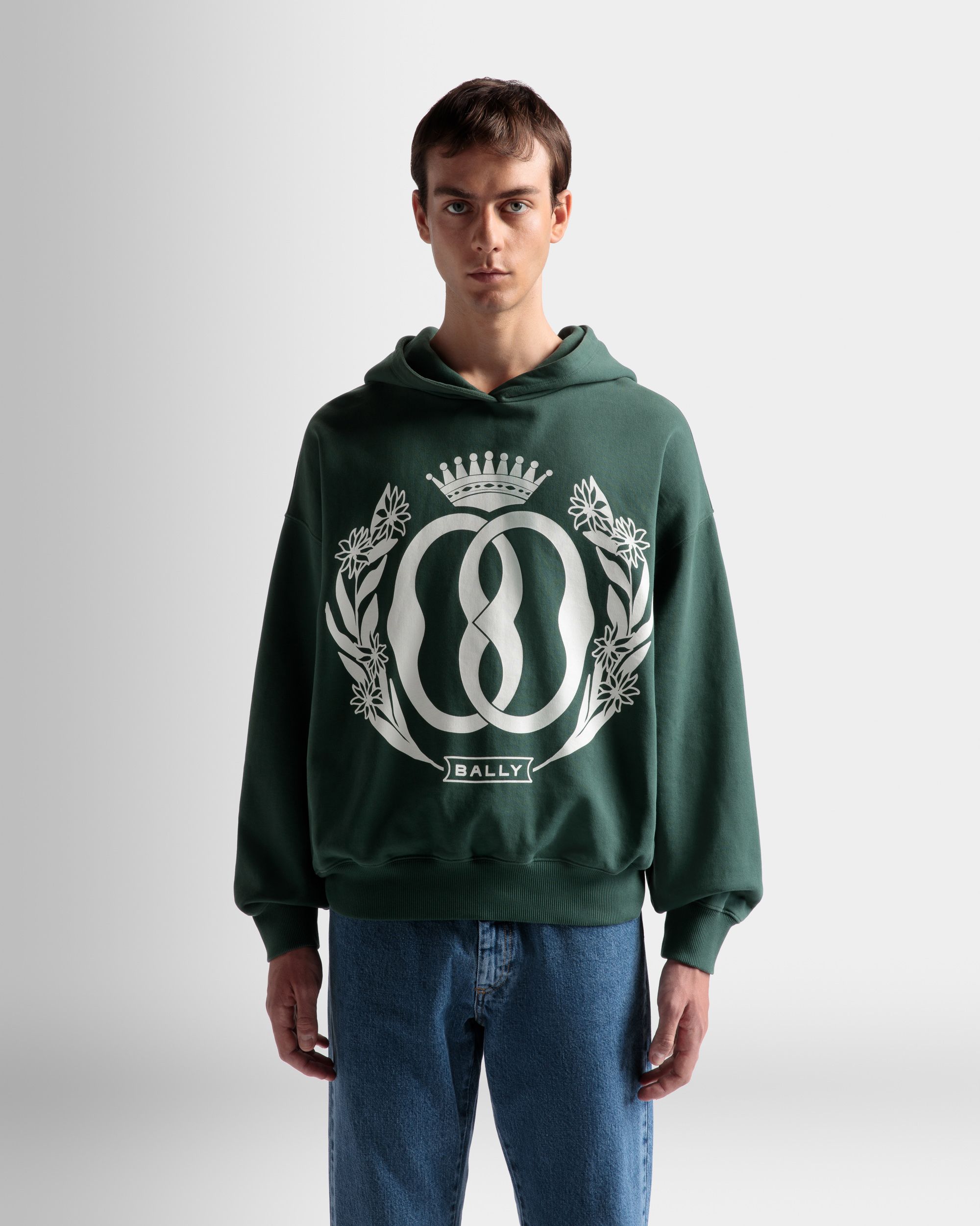 Kapuzensweatshirt mit Foliendruck Aus Baumwolle in Kelly Green - Herren - Bally - 03