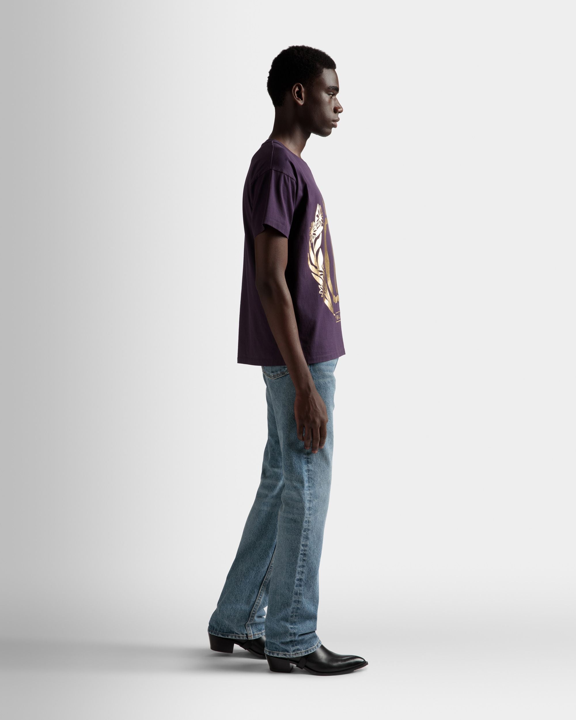 T-shirt avec adhésif En coton orchidée - Homme - Bally - 05