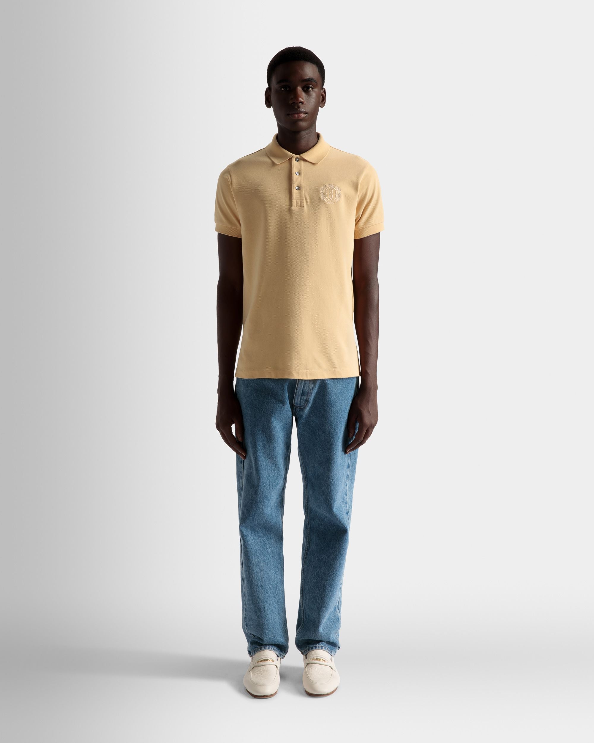 Polo Emblem De Algodón Color Crema - Hombre - Bally - 02