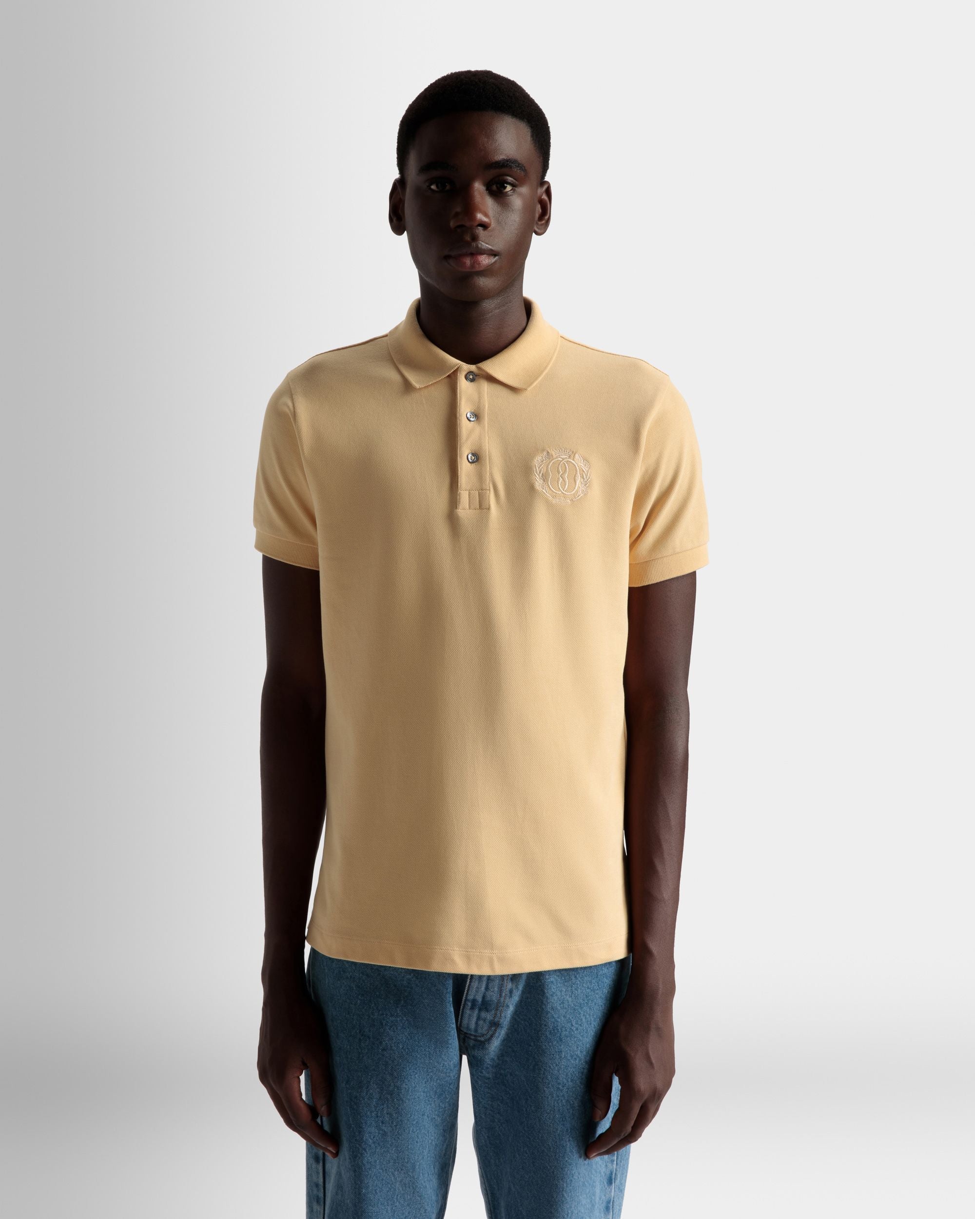 Polo Emblem De Algodón Color Crema - Hombre - Bally - 03