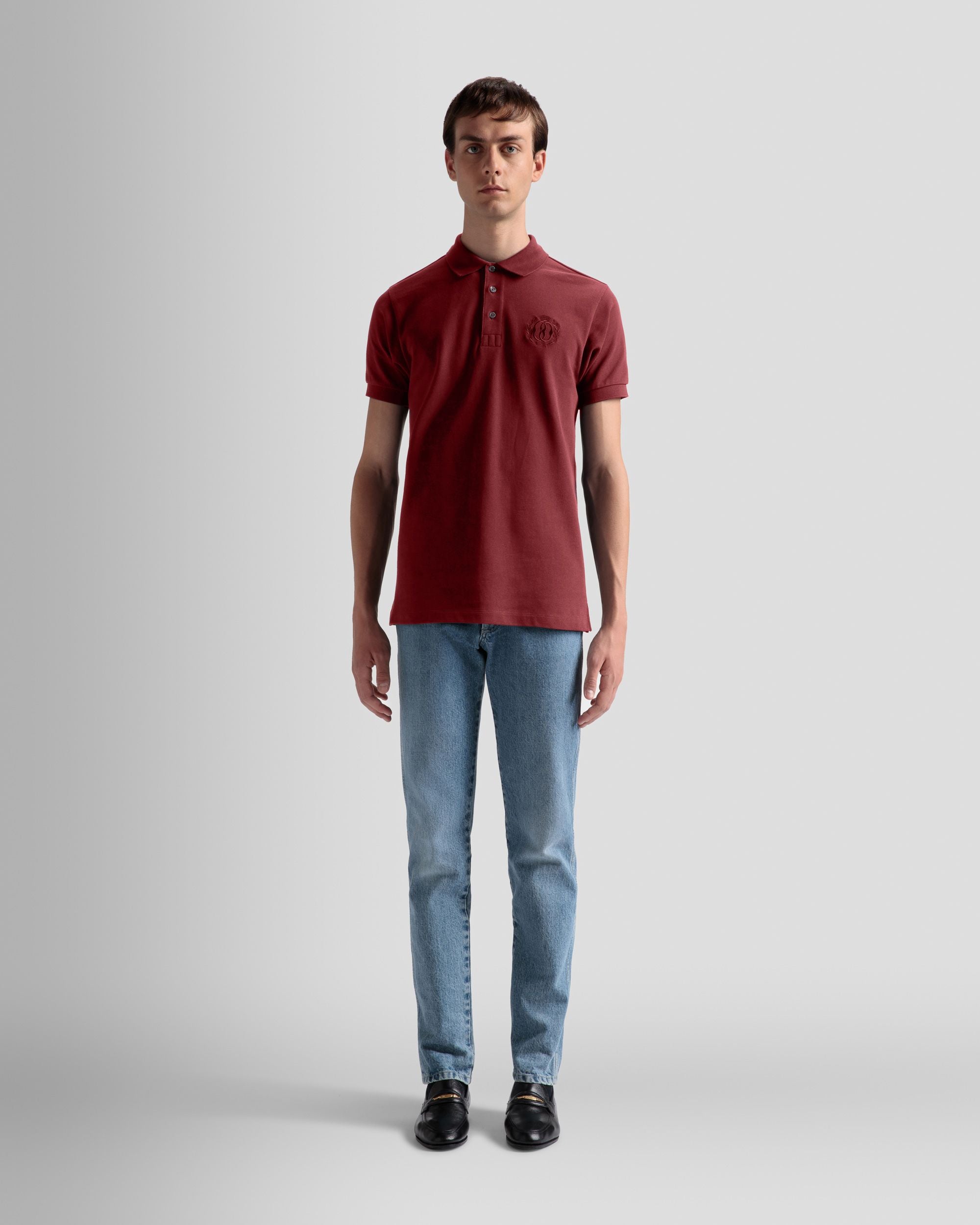 Emblem Poloshirt Aus Bordeauxroter Baumwolle - Herren - Bally - 02