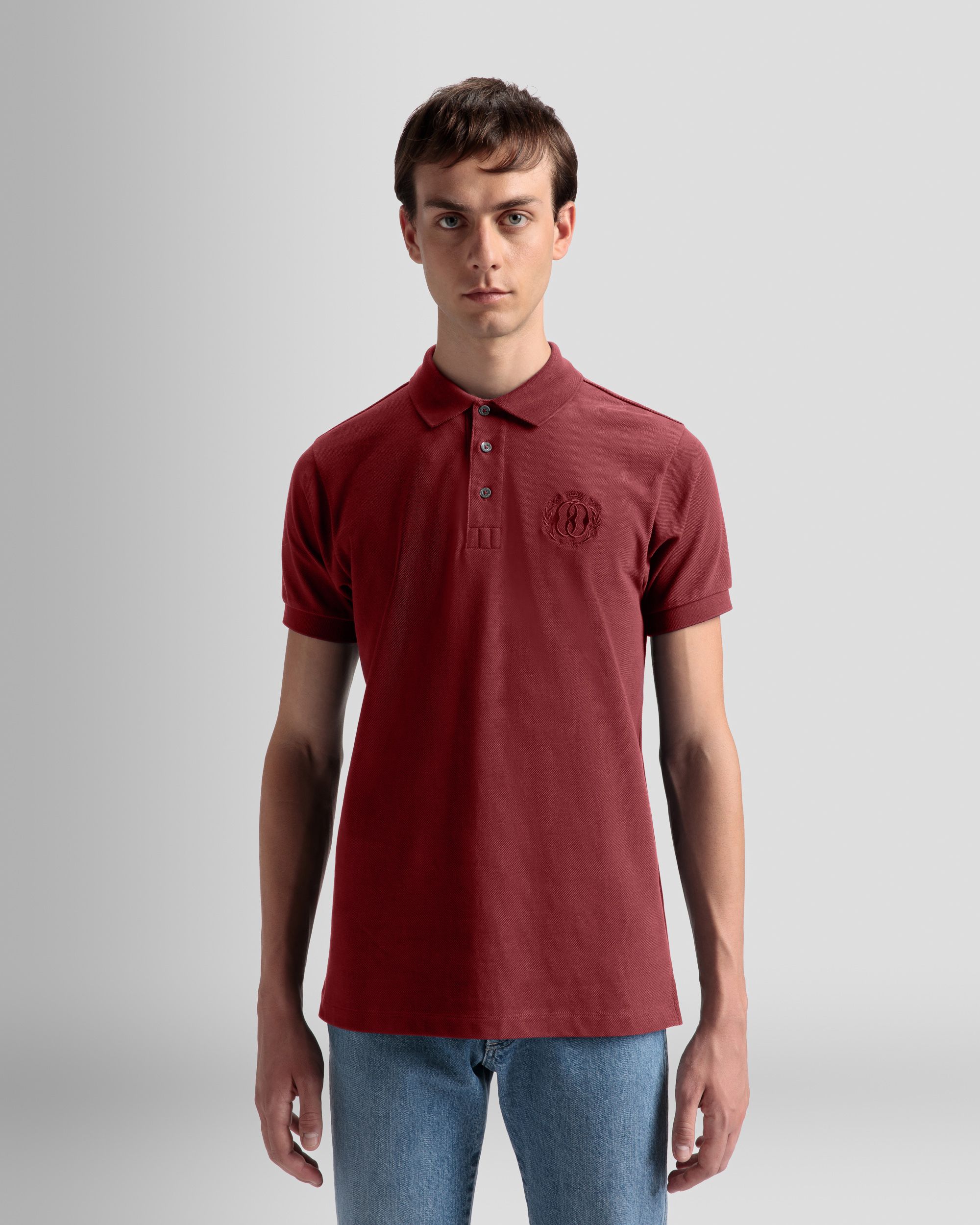 Emblem Poloshirt Aus Bordeauxroter Baumwolle - Herren - Bally - 03