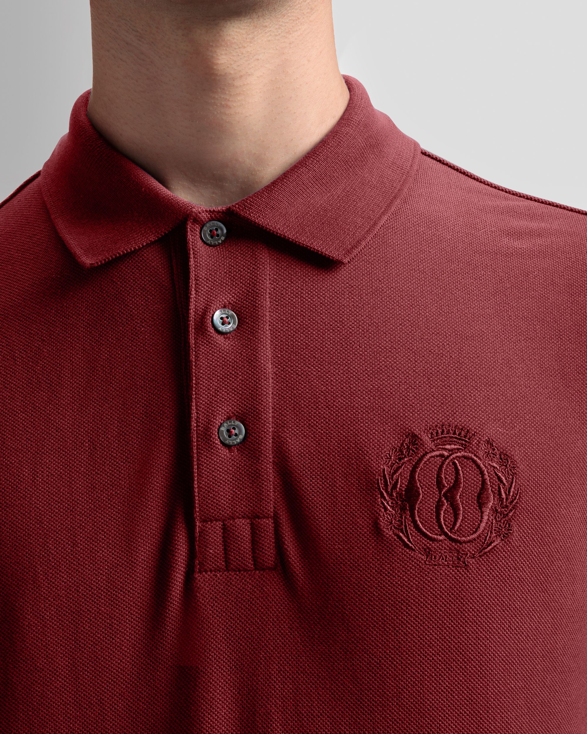 Emblem Poloshirt Aus Bordeauxroter Baumwolle - Herren - Bally - 04