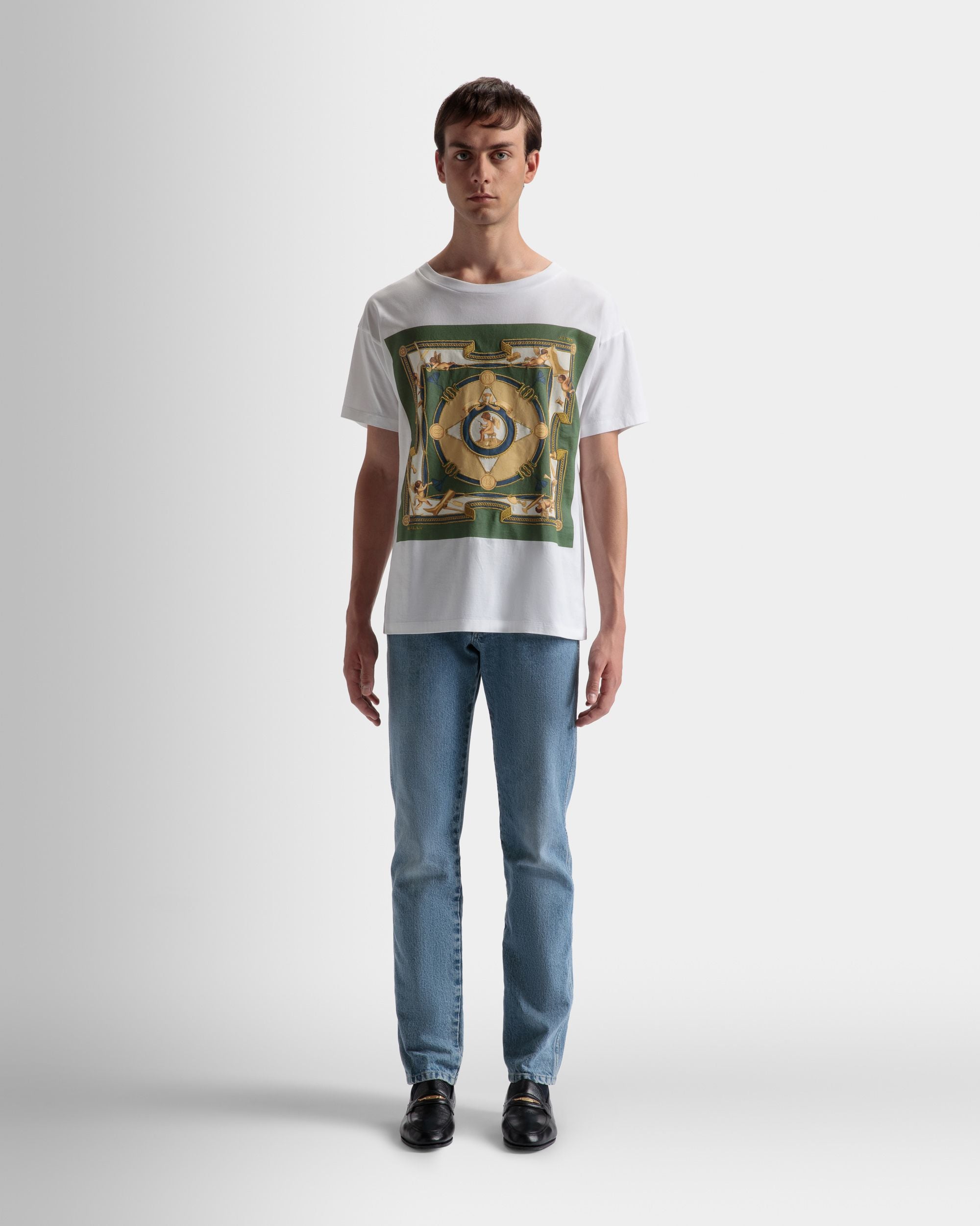 T-Shirt Imprimé En Coton Blanc - Homme - Bally - 02