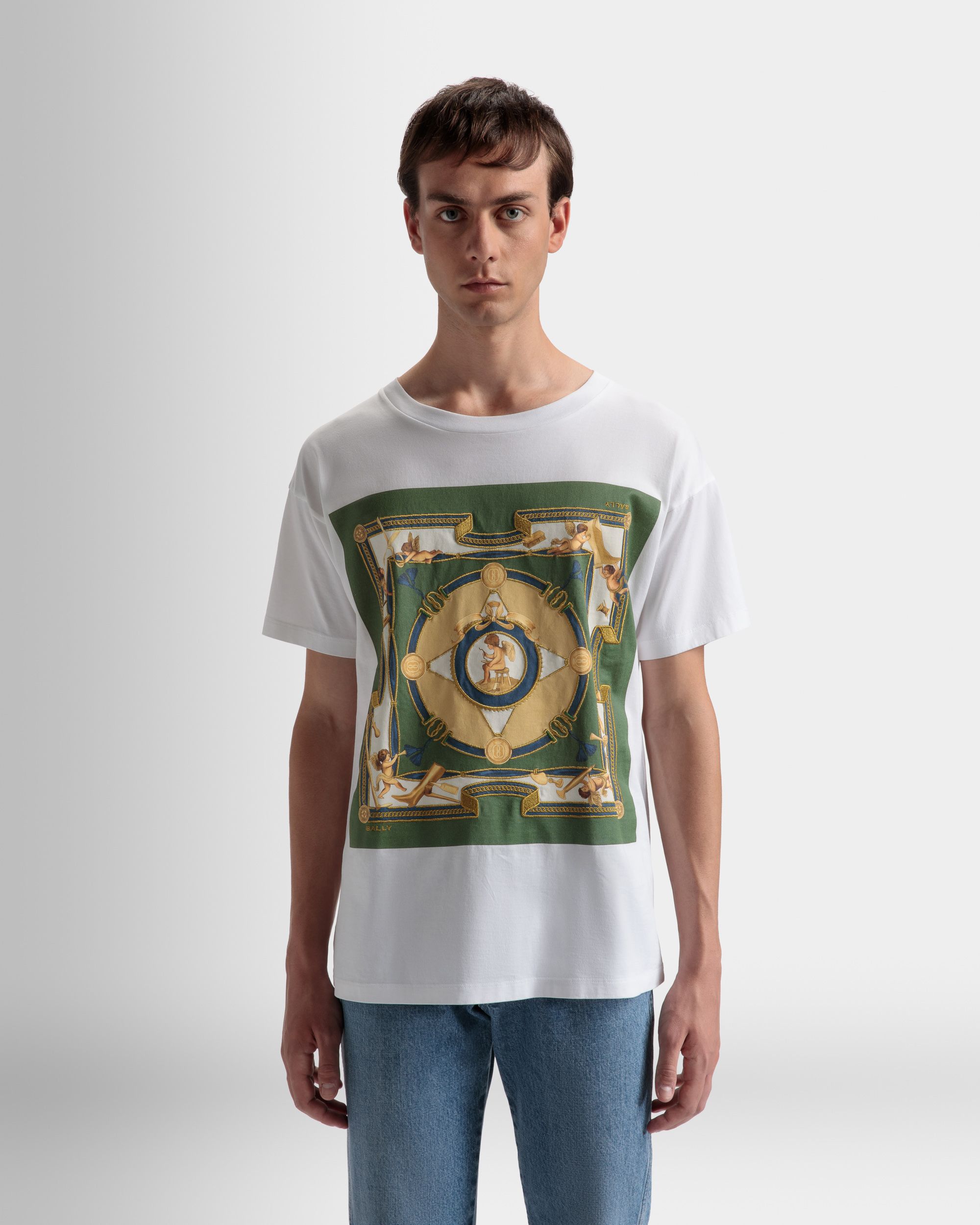 T-Shirt Imprimé En Coton Blanc - Homme - Bally - 03