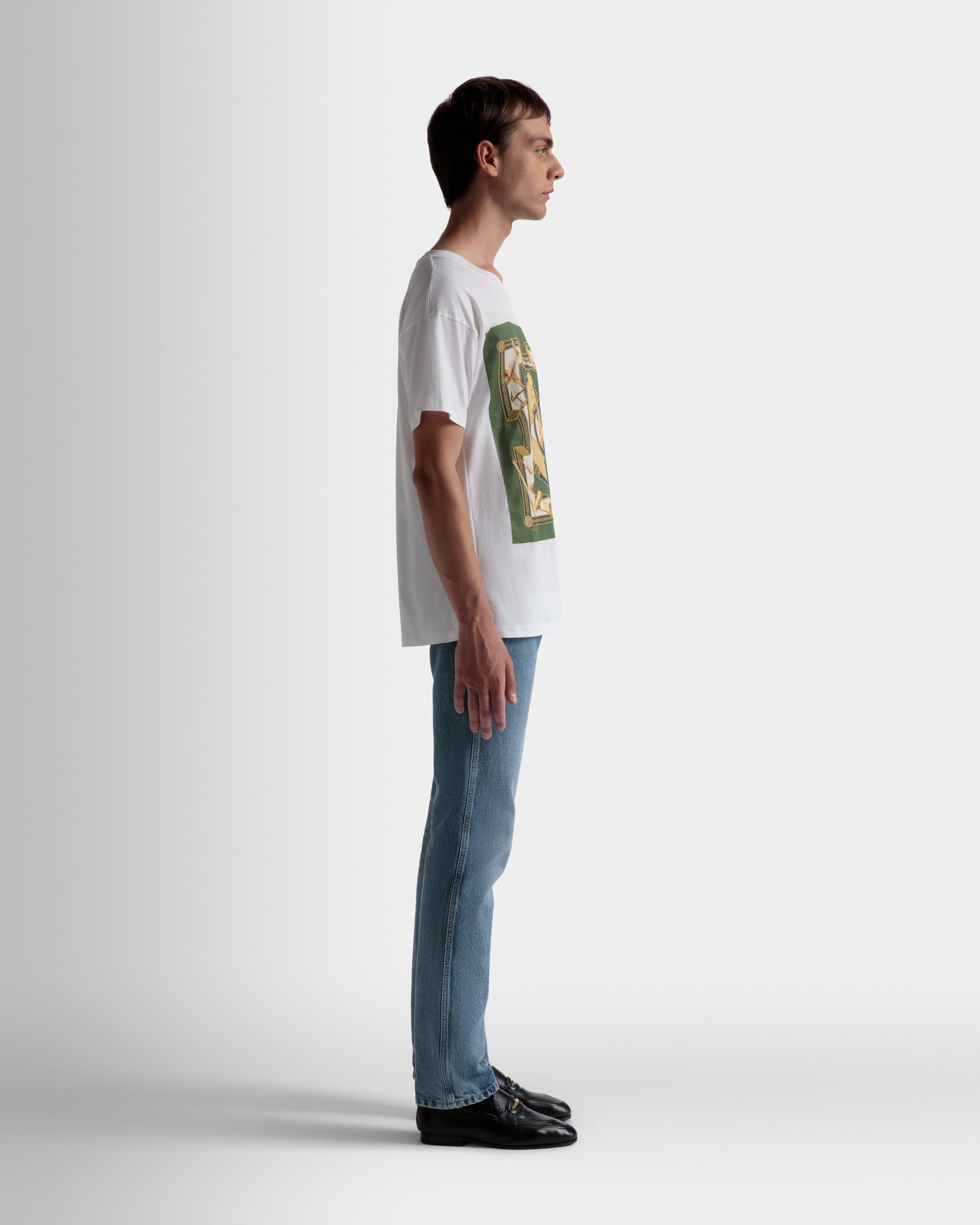 T-Shirt Imprimé En Coton Blanc - Homme - Bally - 05