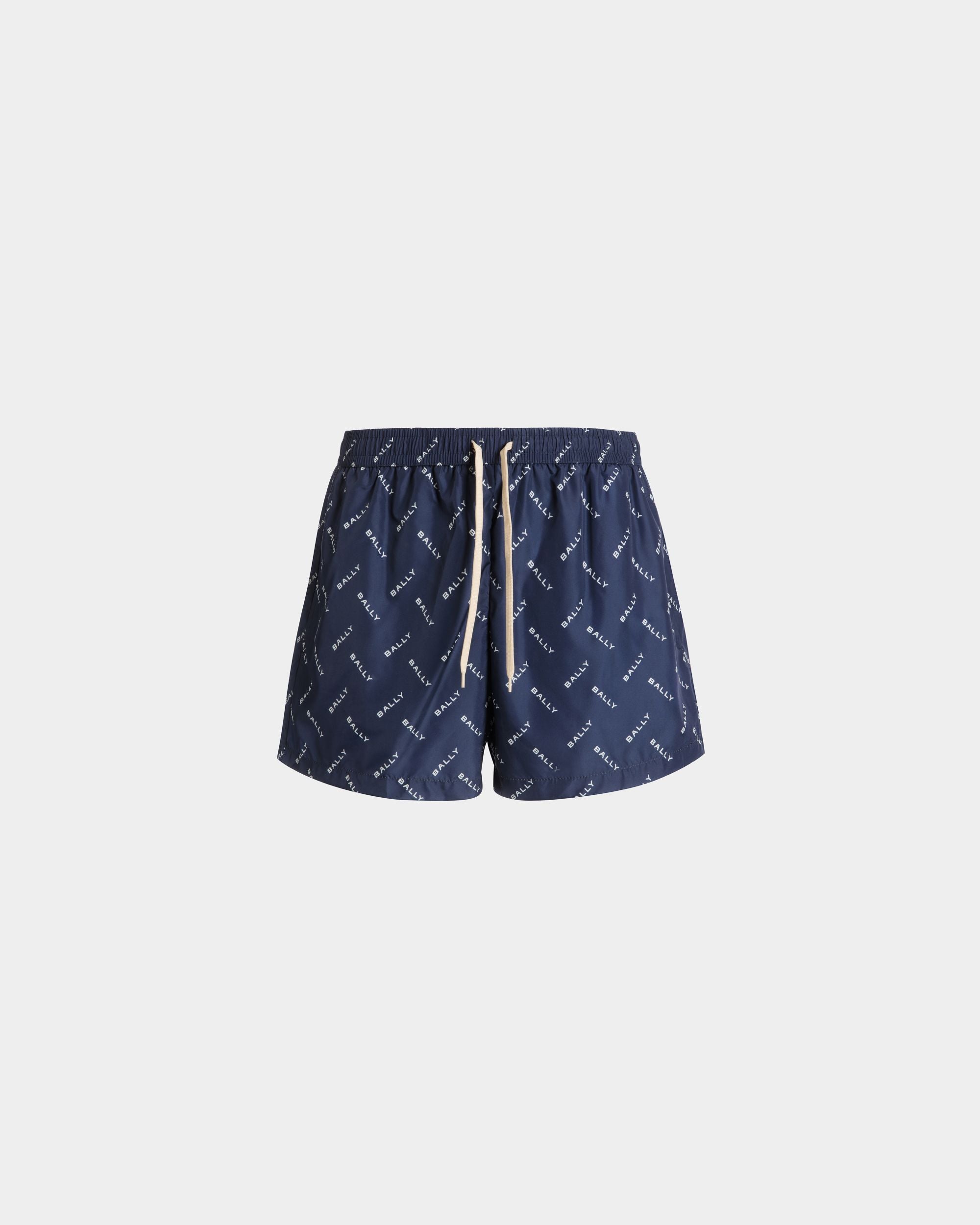 Caleçon De Bain En Tissu Bleu Avec Un Imprimé Logo - Homme - Bally - 01