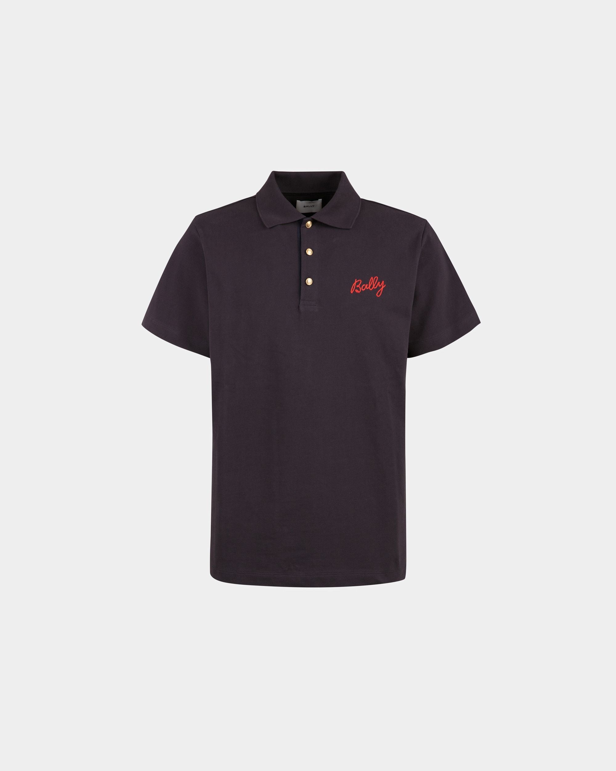 Polo Shirt in Navy Blue Cotton - Men's - Bally - 01