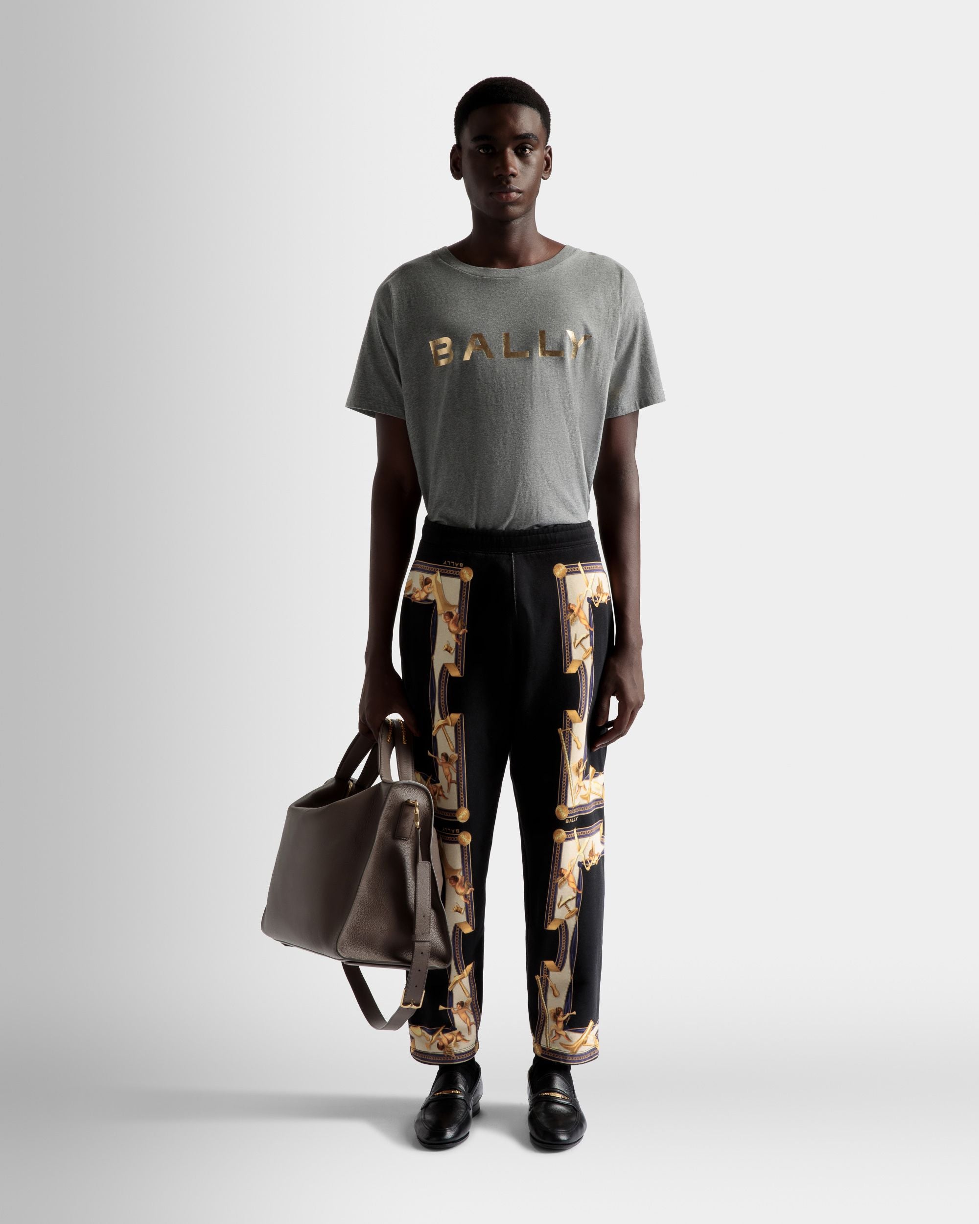 Camiseta Con Logotipo De Algodón En Gris Jaspeado - Hombre - Bally - 02