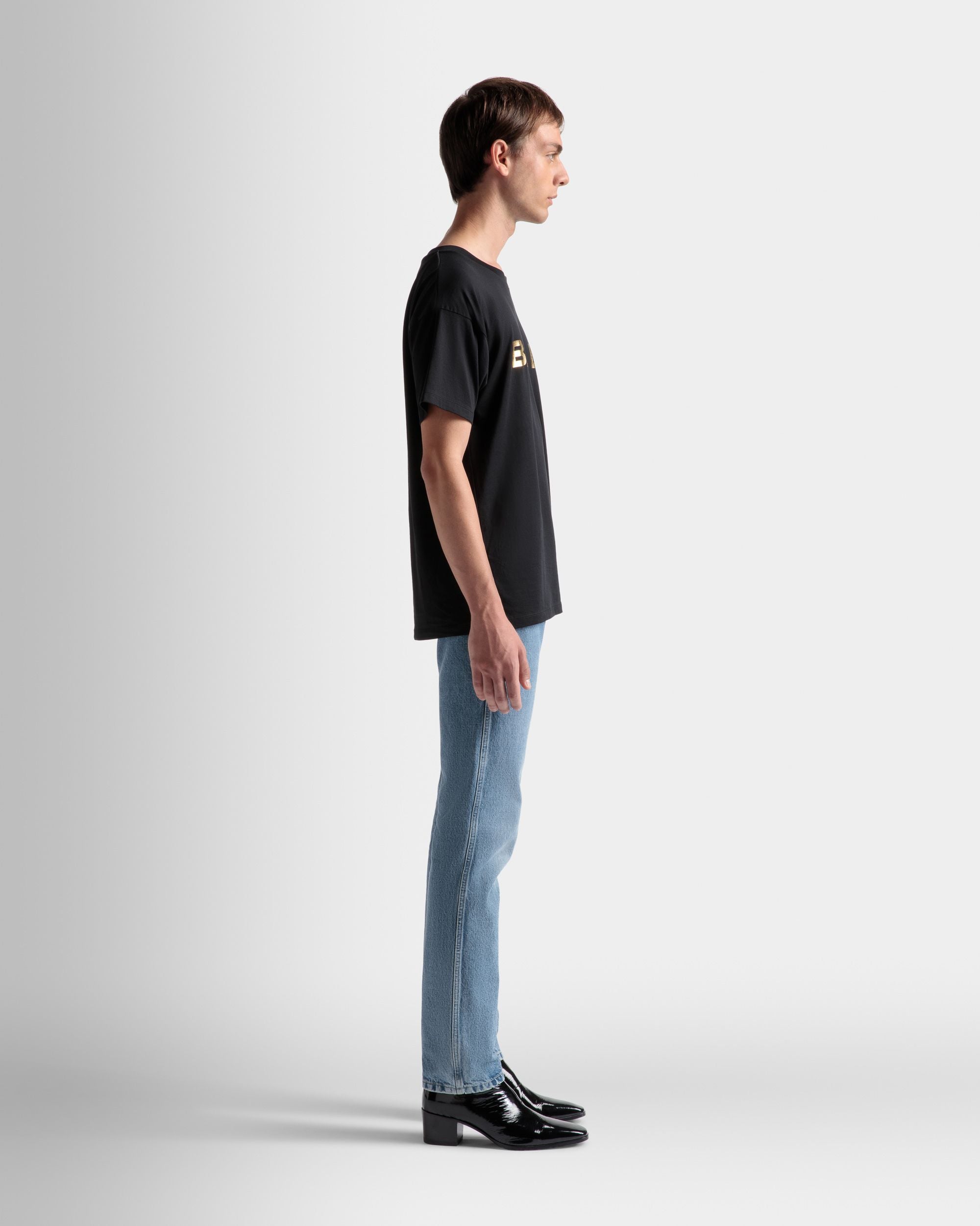 Camiseta Con Logotipo De Algodón En Negro - Hombre - Bally - 05
