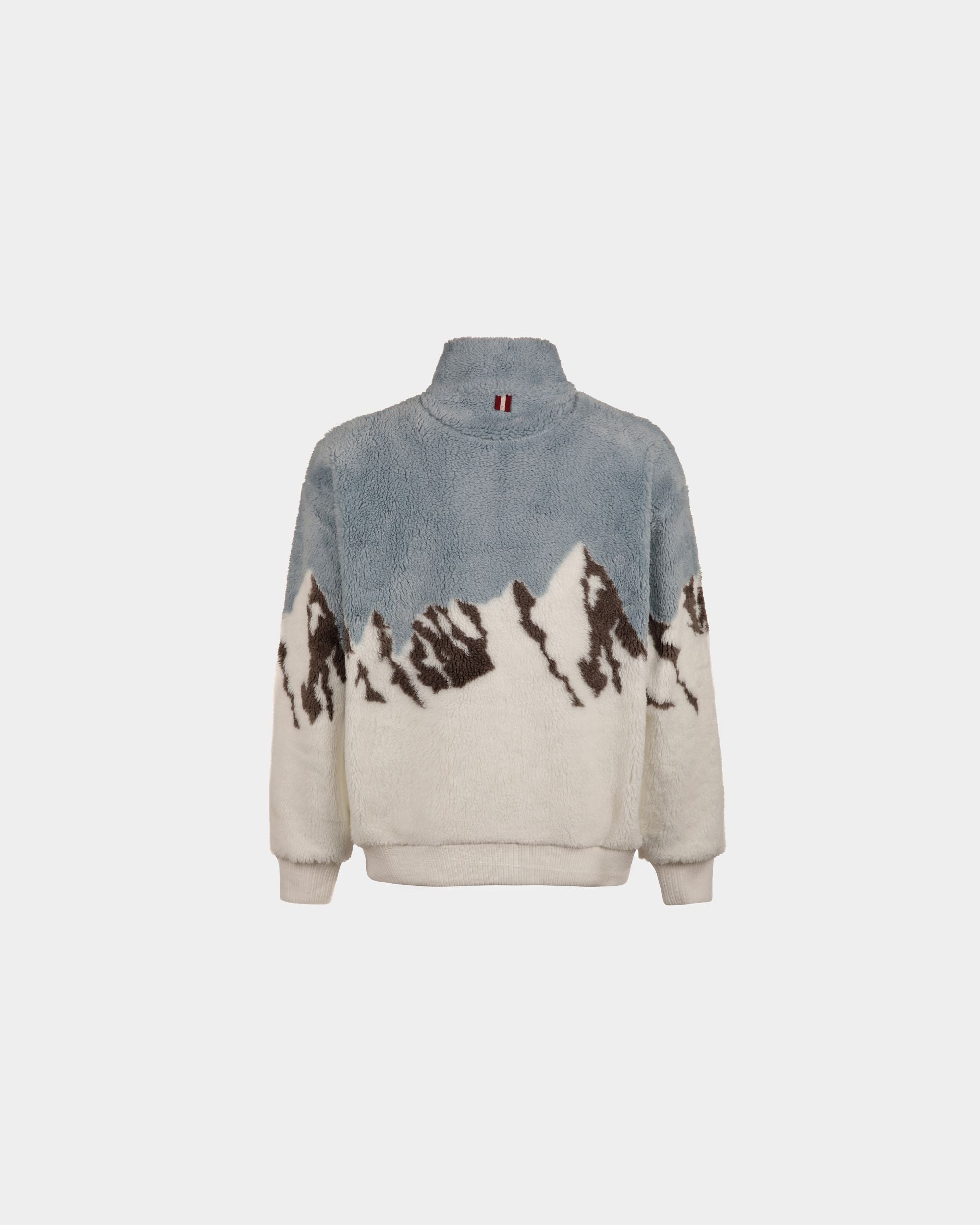Sweat-Shirt En Molleton Sherpa Bleu Clair Et Blanc - Homme - Bally - 07