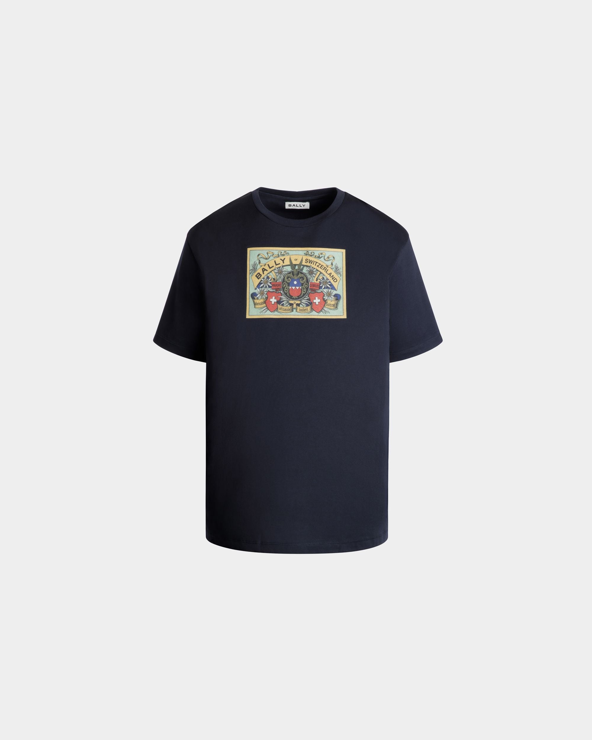T-Shirt Aus Baumwolle In Navy Blue Mit Bally Crest Label - Herren - Bally - 01