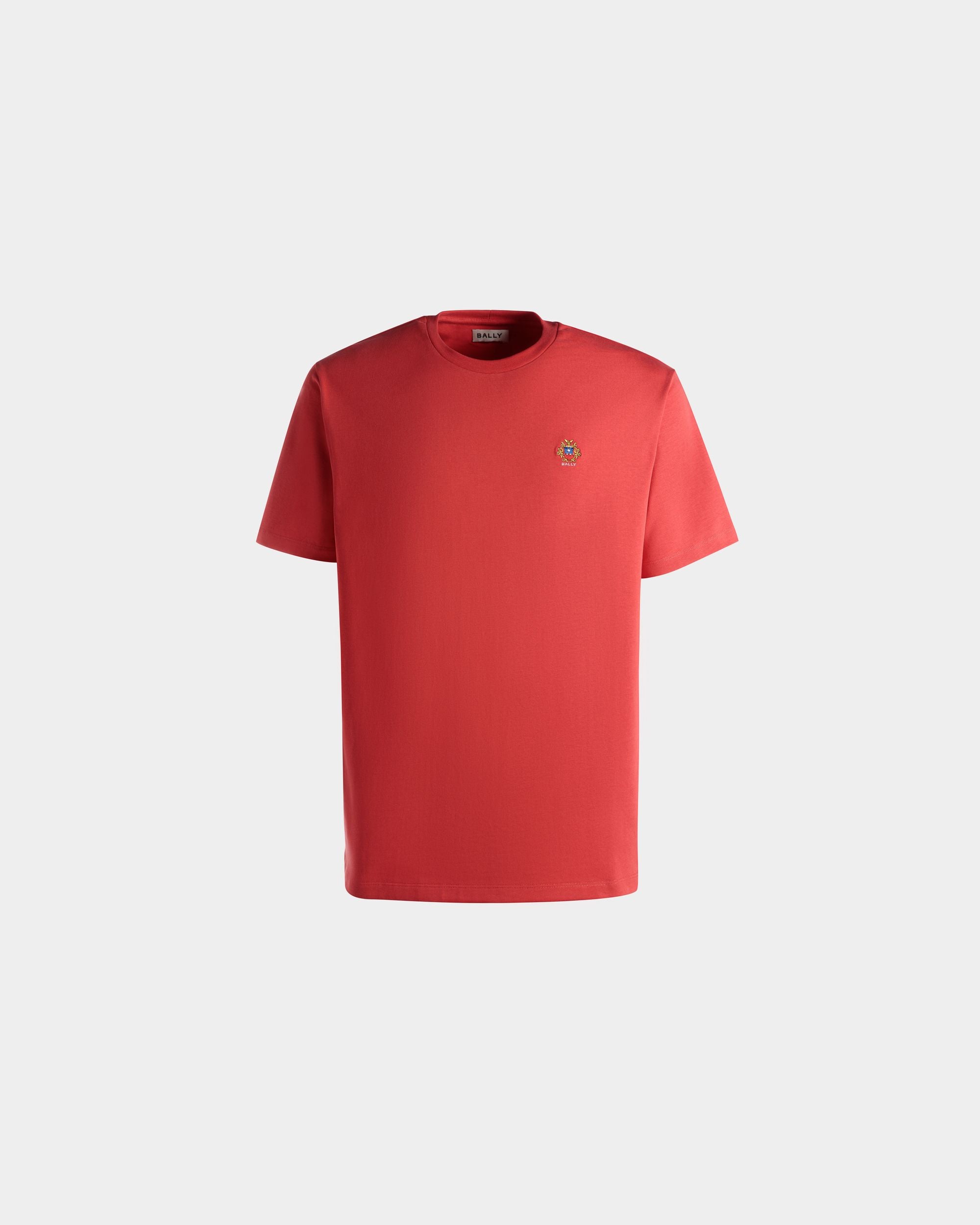 T-Shirt Aus Baumwolle In Rot Mit Bally Crest Logo - Herren - Bally - 01