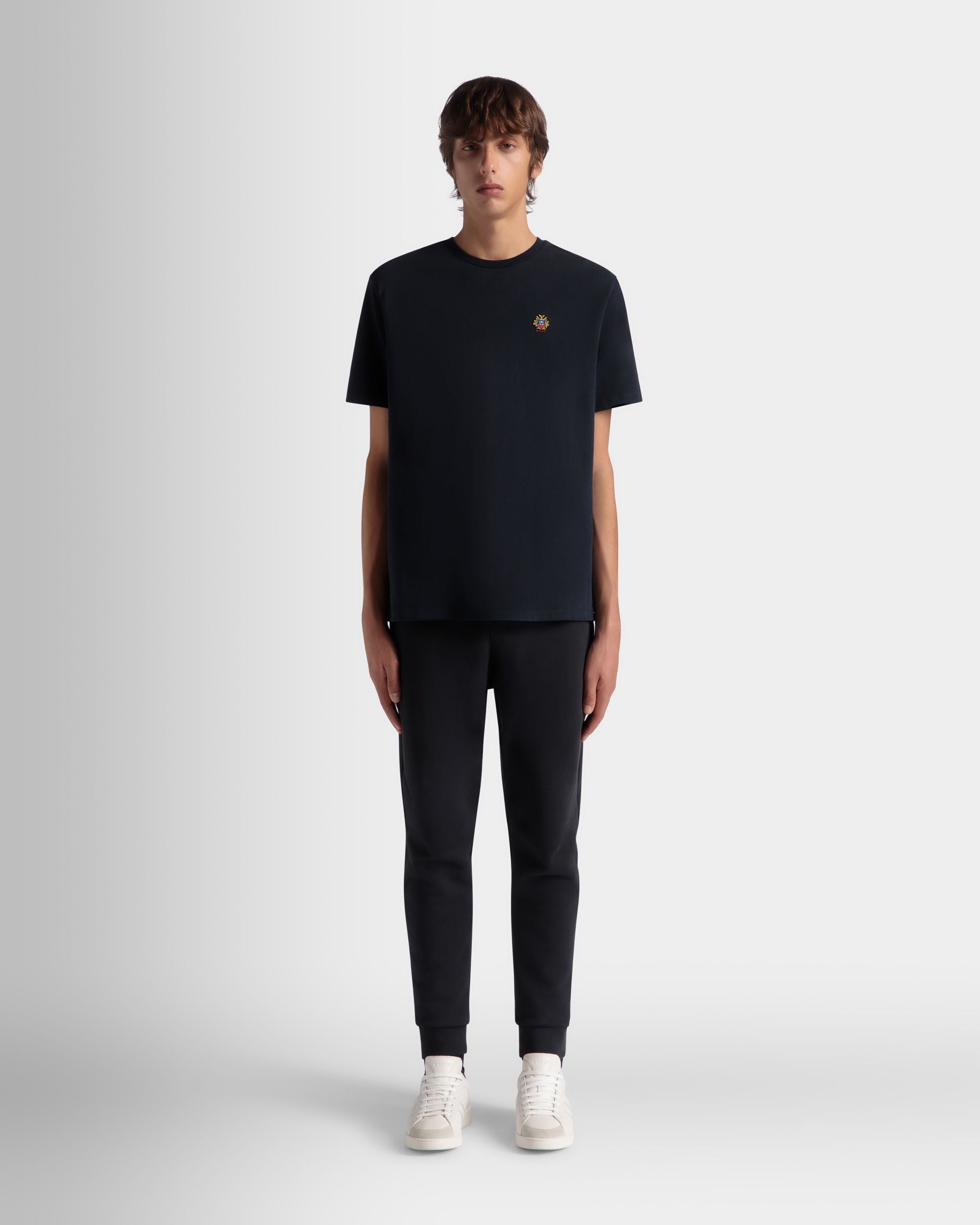 T-Shirt Avec Logo Bally Crest En Coton Navy Blue - Homme - Bally - 02