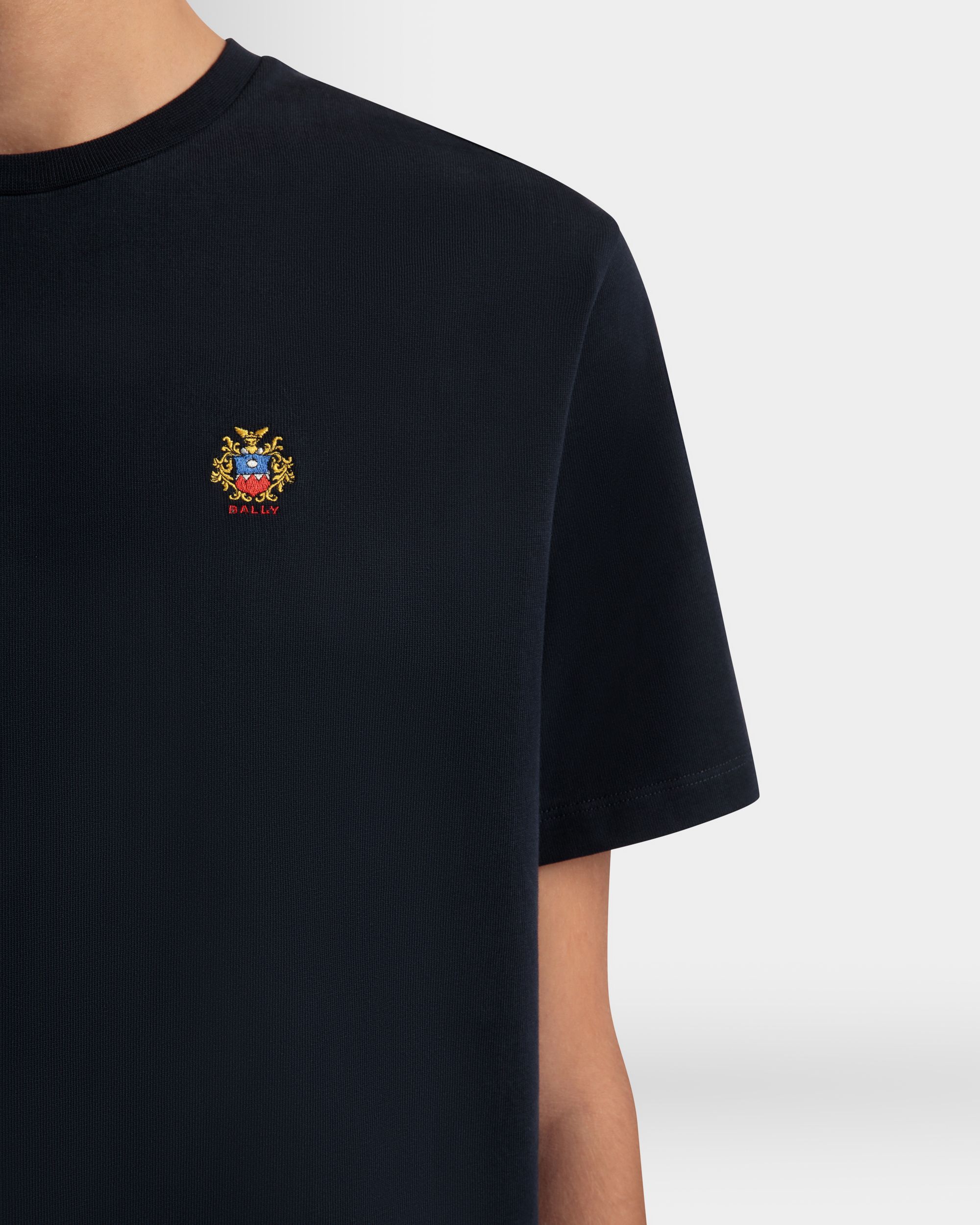 T-Shirt Avec Logo Bally Crest En Coton Navy Blue - Homme - Bally - 03