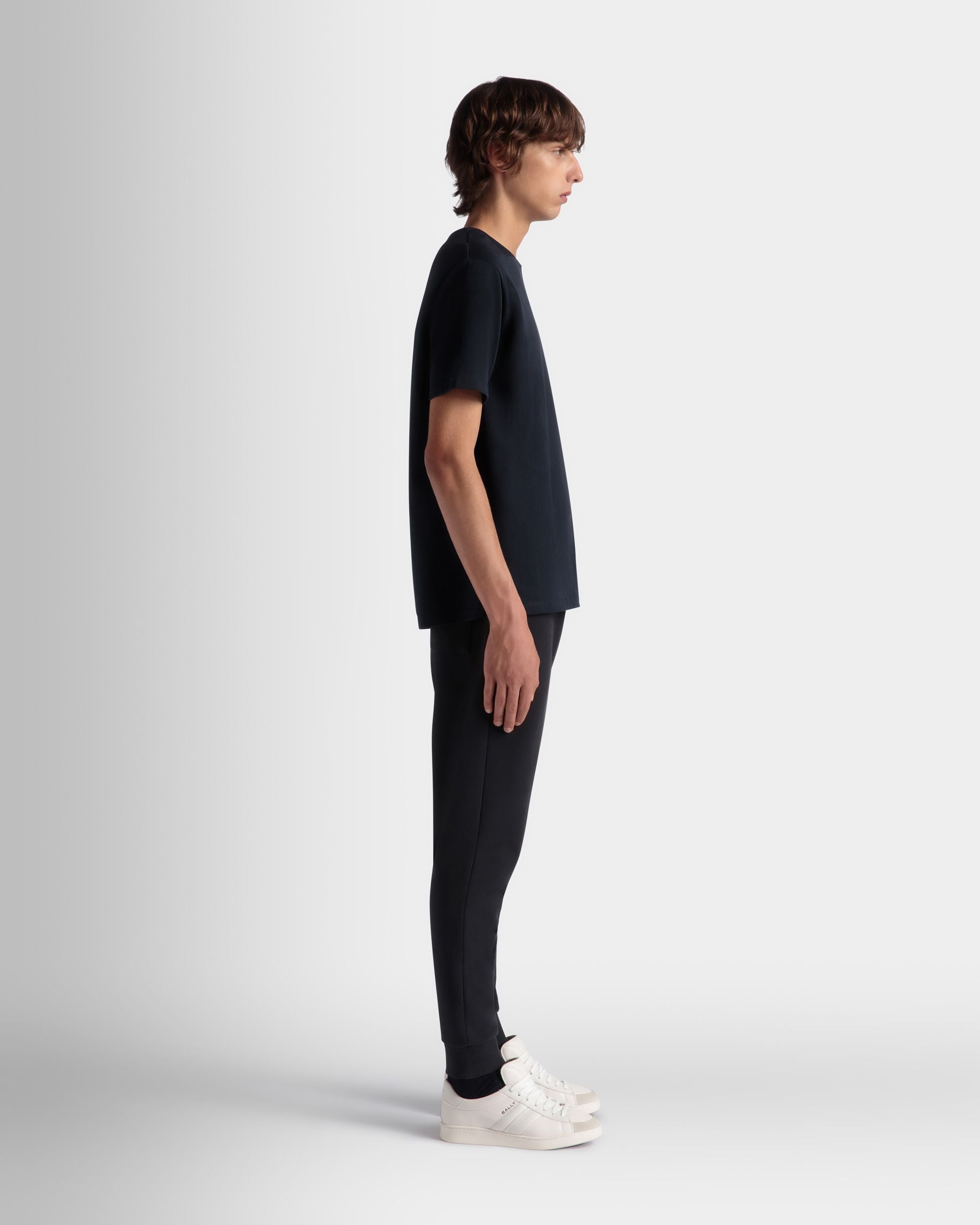 T-Shirt Avec Logo Bally Crest En Coton Navy Blue - Homme - Bally - 05