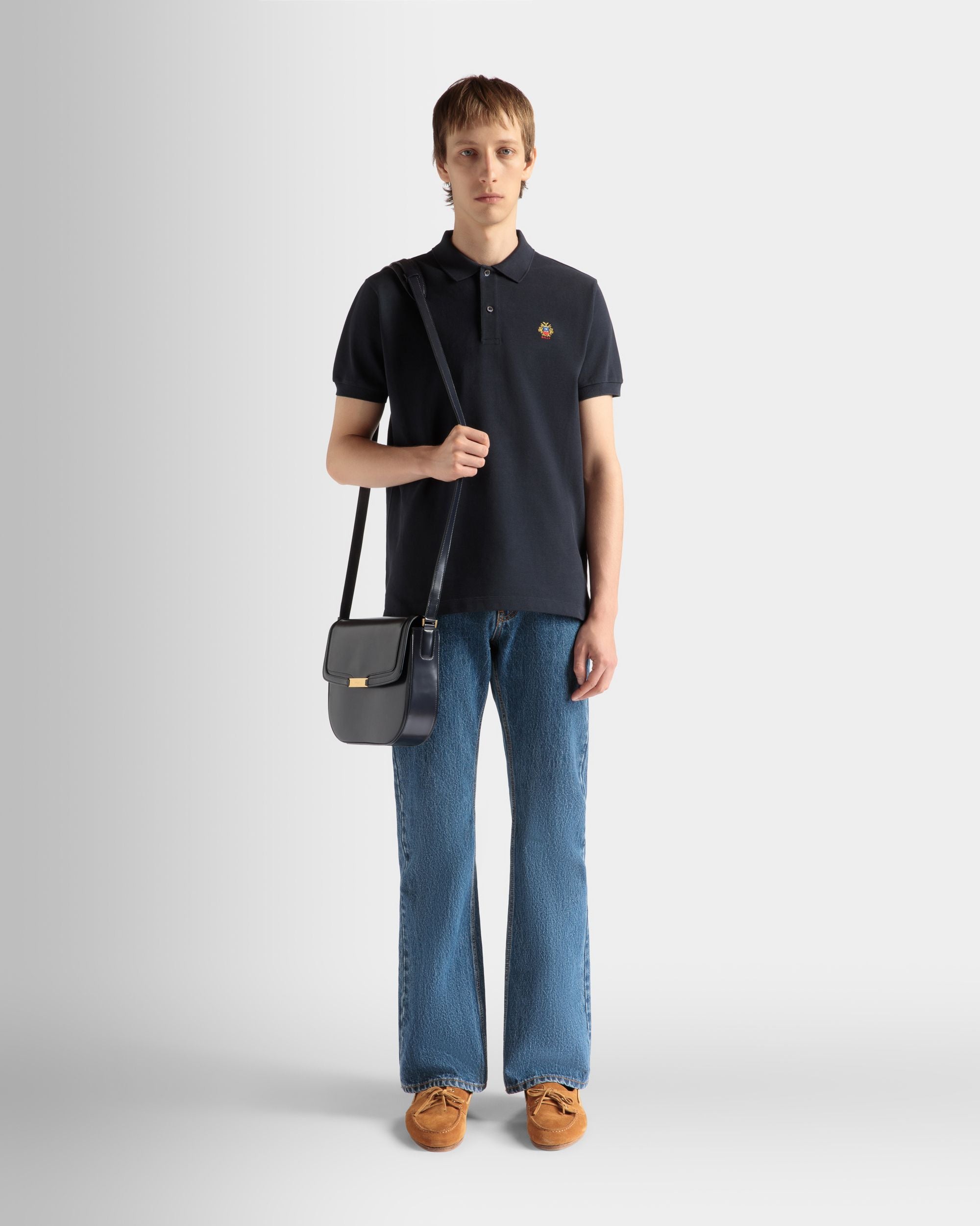 Polo Shirt in Navy Blue Cotton - Men's - Bally - 02