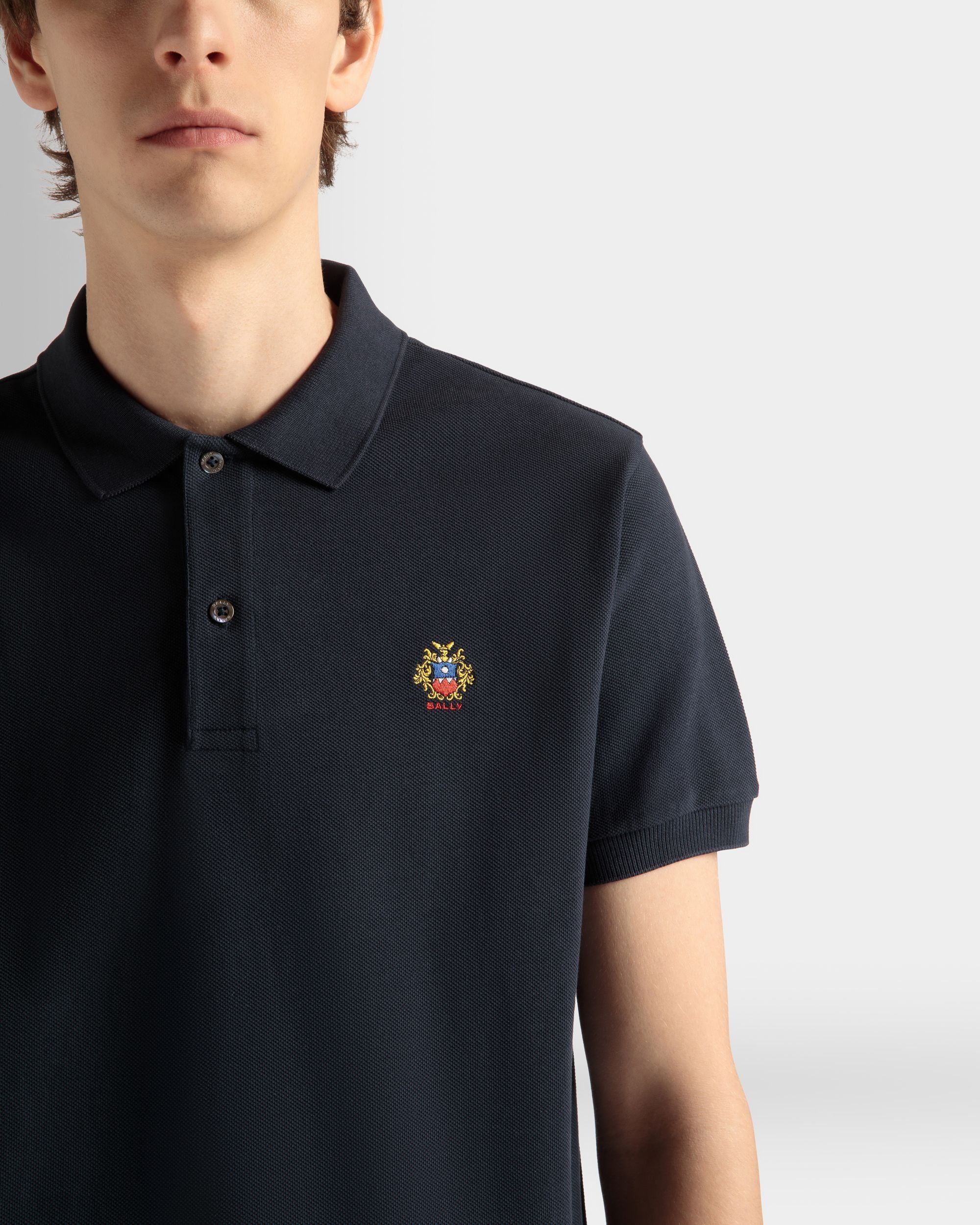 Polo Shirt in Navy Blue Cotton - Men's - Bally - 04