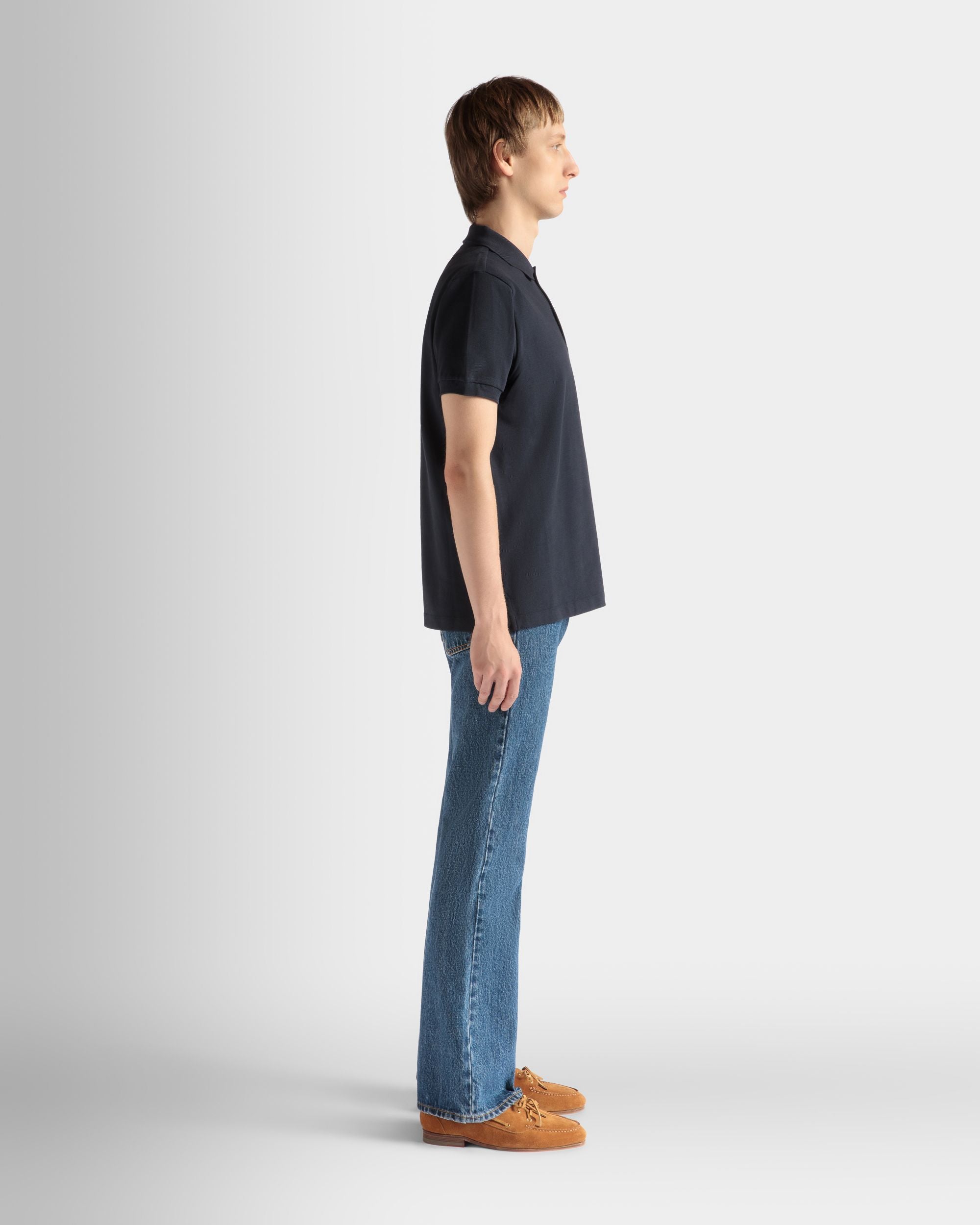 Polo Shirt in Navy Blue Cotton - Men's - Bally - 05