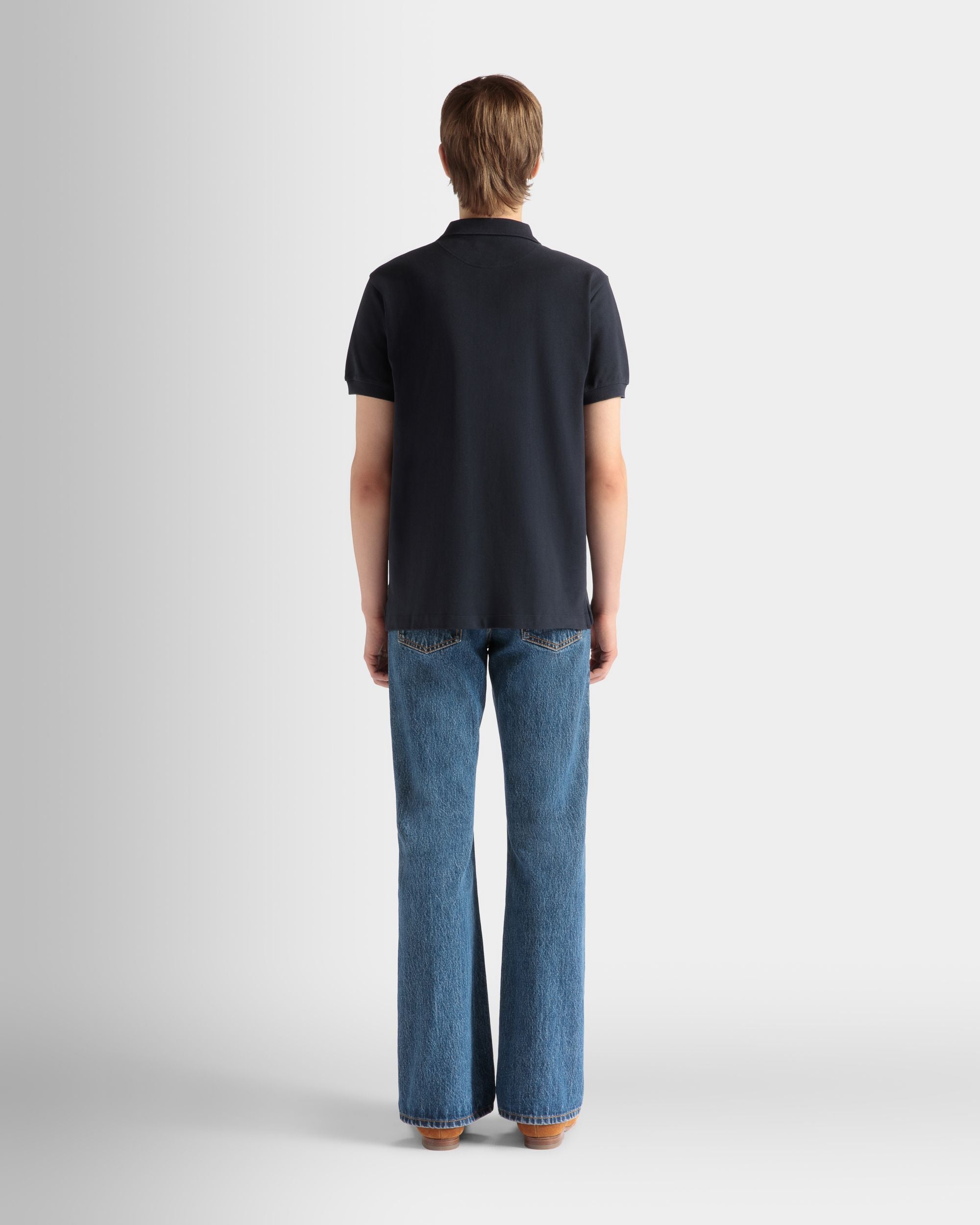 Polo Shirt in Navy Blue Cotton - Men's - Bally - 06