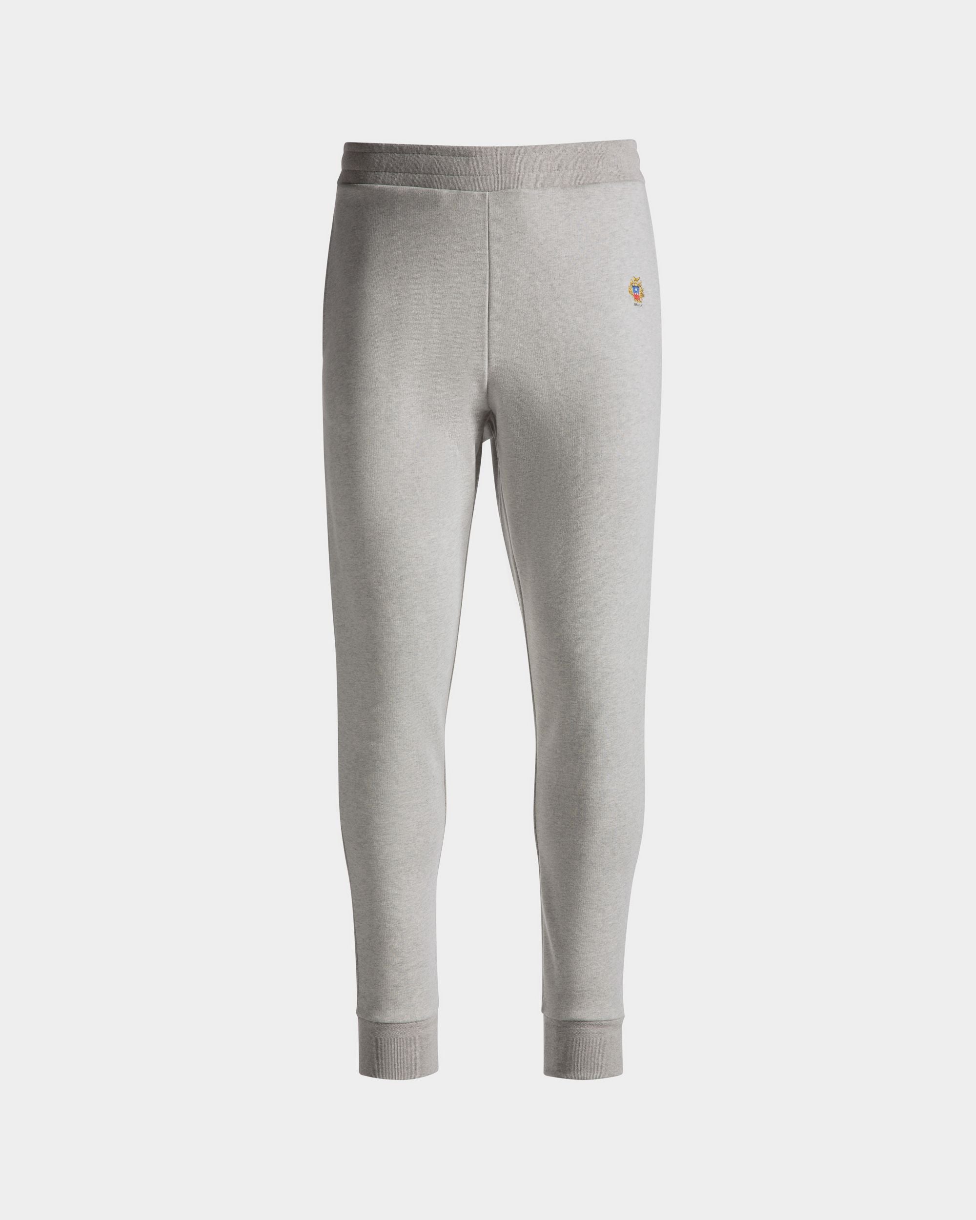 Pantalon De Survêtement En Coton Gris Chiné Avec Logo Bally Crest - Homme - Bally - 01