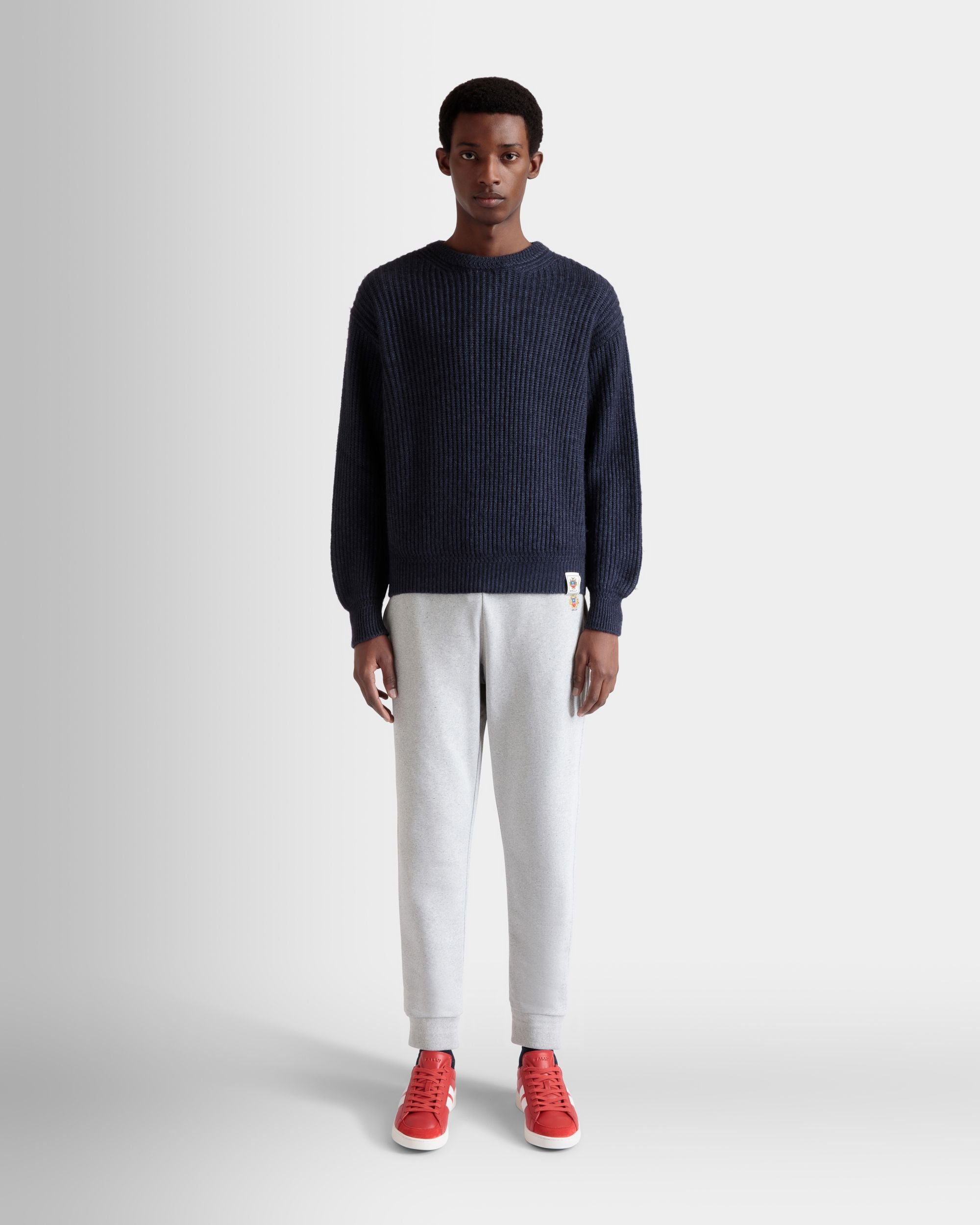 Pantalon De Survêtement En Coton Gris Chiné Avec Logo Bally Crest - Homme - Bally - 02