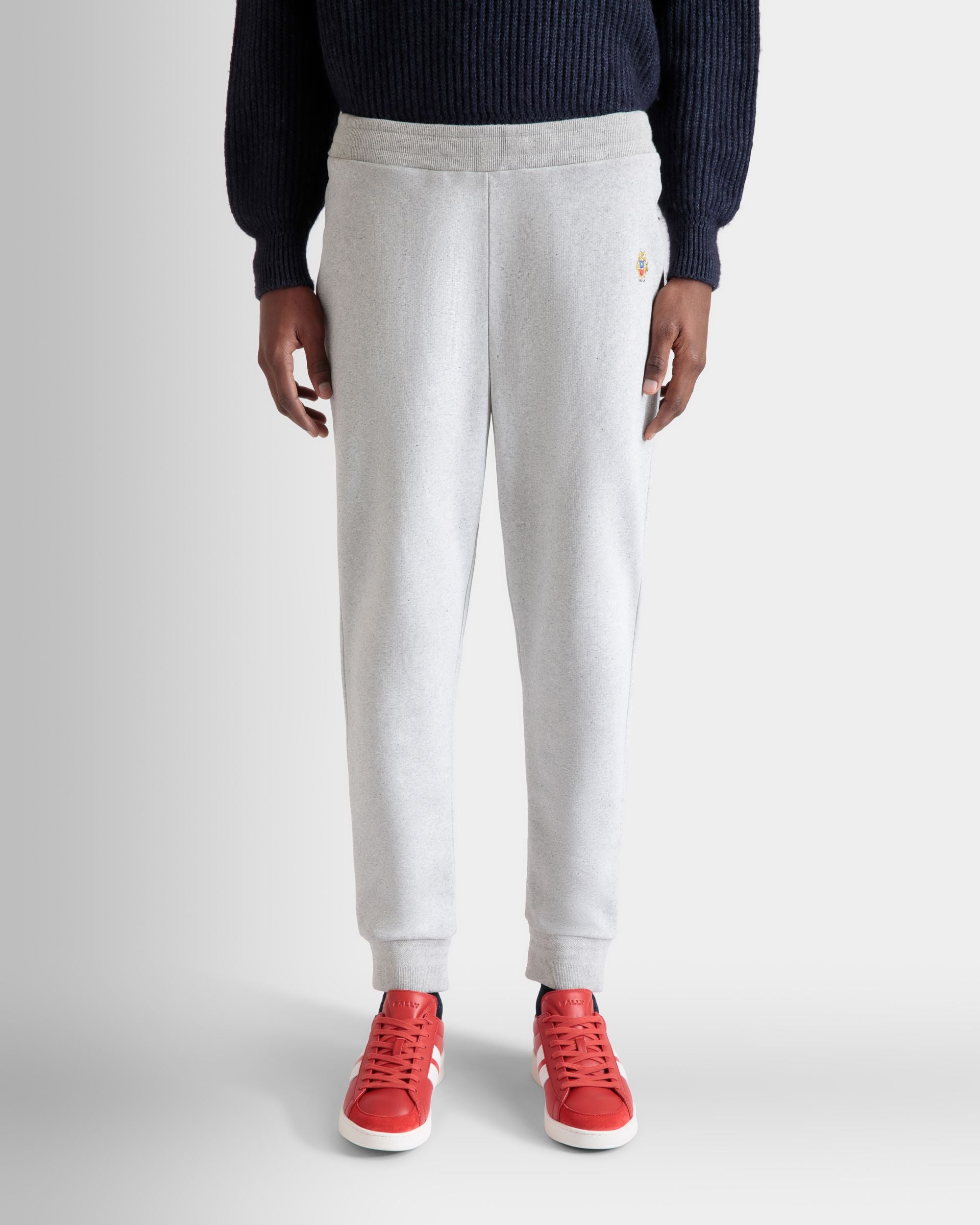 Pantalon De Survêtement En Coton Gris Chiné Avec Logo Bally Crest - Homme - Bally - 03
