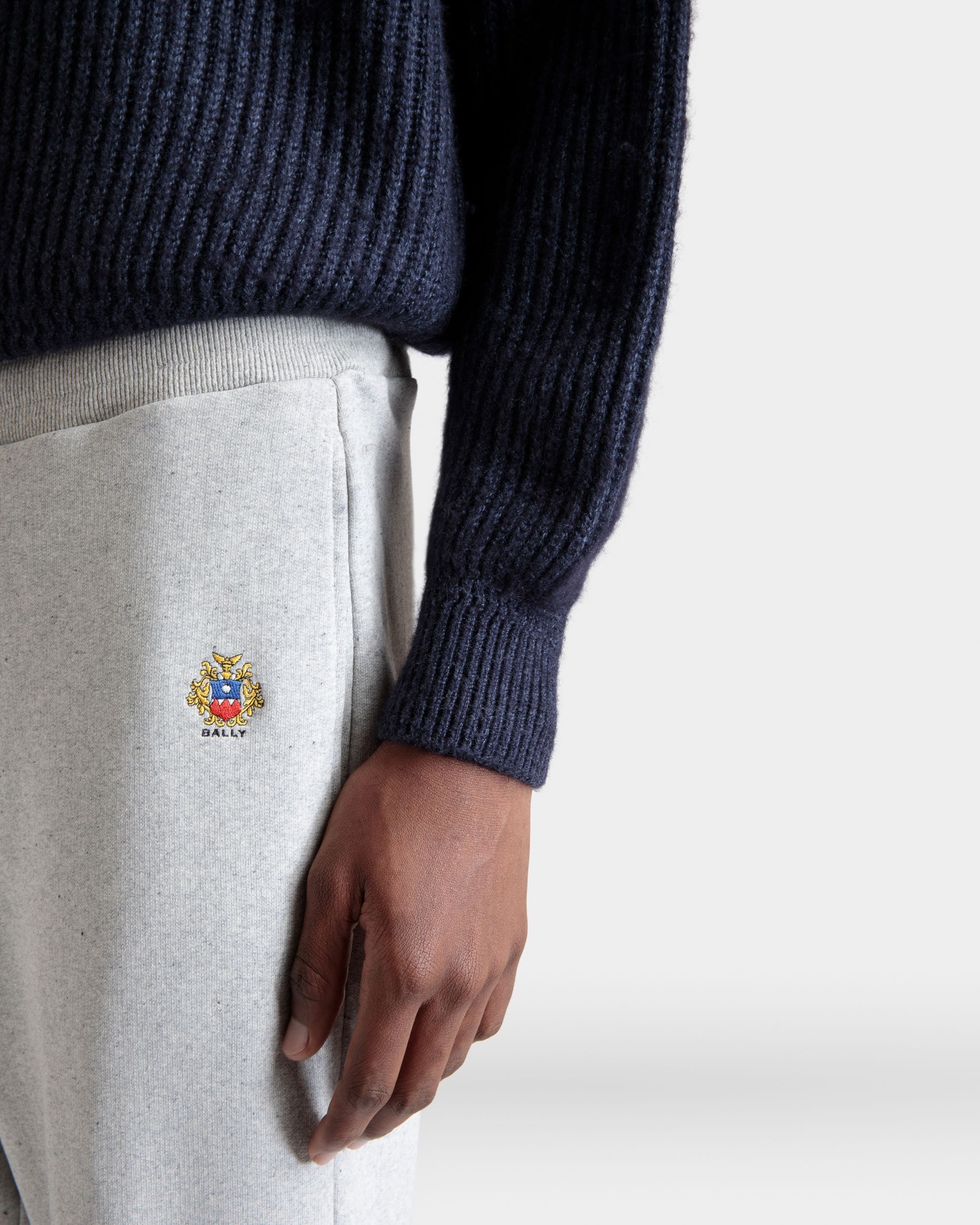 Pantalon De Survêtement En Coton Gris Chiné Avec Logo Bally Crest - Homme - Bally - 04