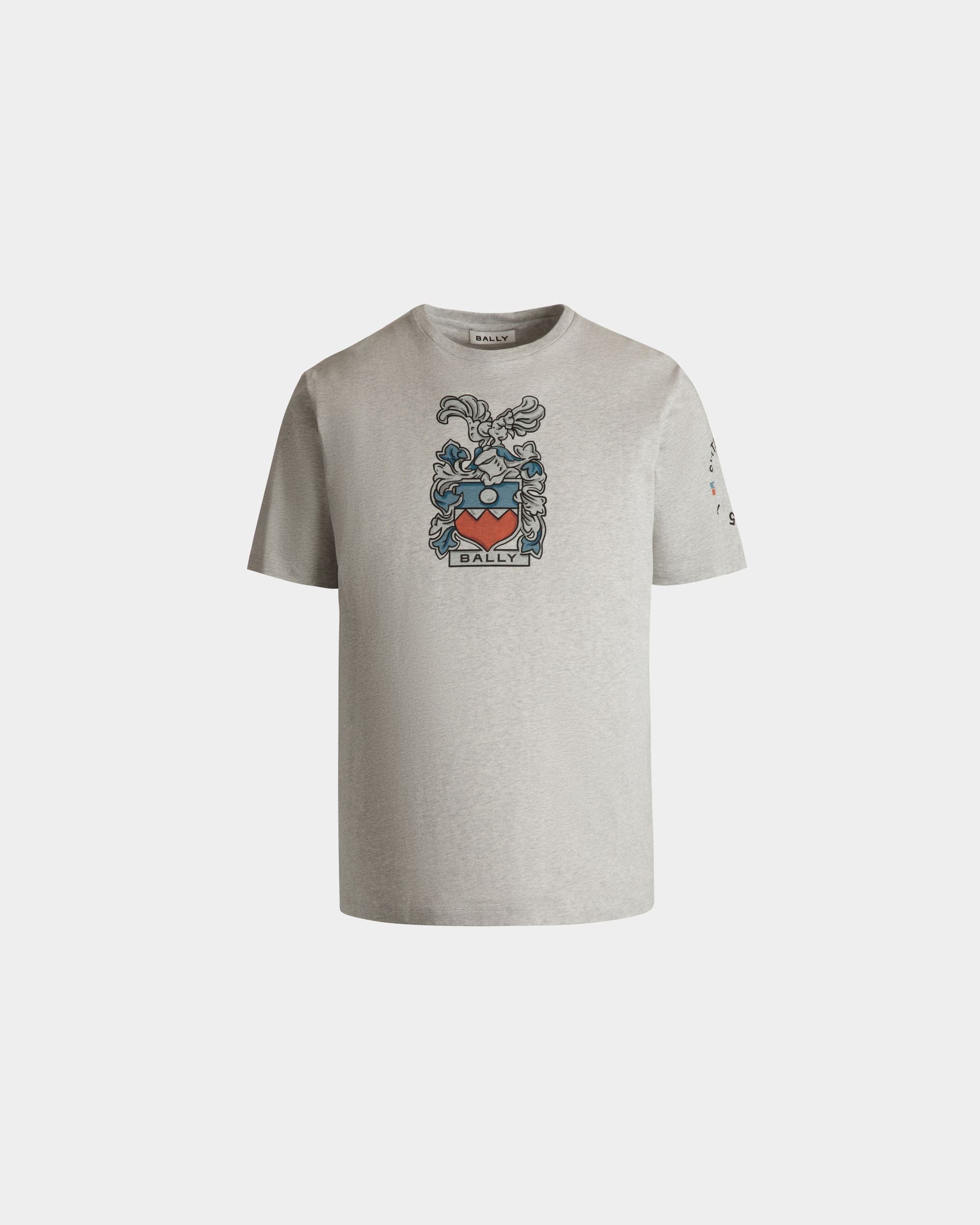 T-Shirt Avec Bally Crest En Coton Gris Chiné - Homme - Bally - 01