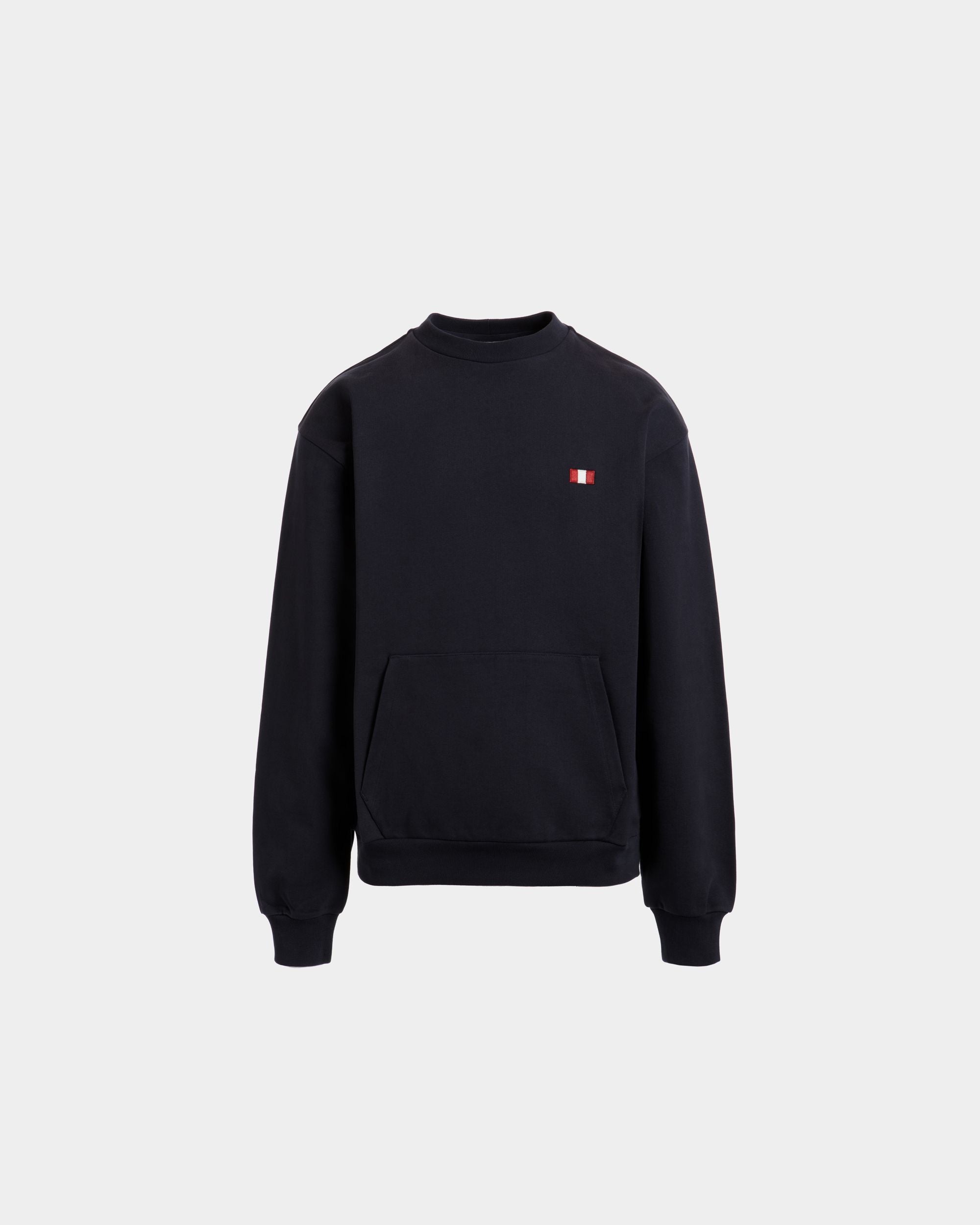 Sweat-Shirt Ras-Du-Cou Avec Détail Bally Flag En Coton Navy Blue - Homme - Bally - 01