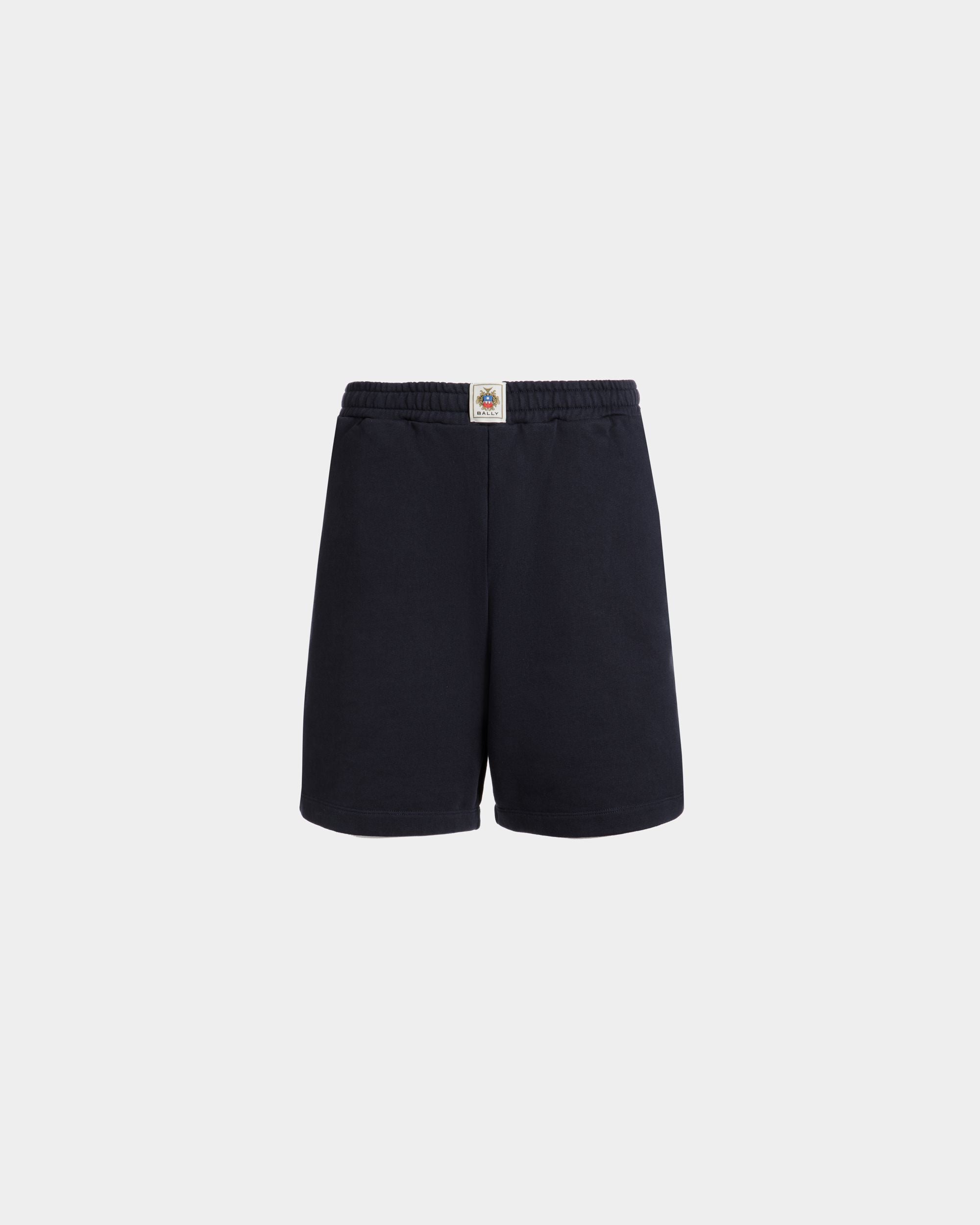 Shorts With a Bally Crest in Navy Blue Cotton - Homme - Bally - 01