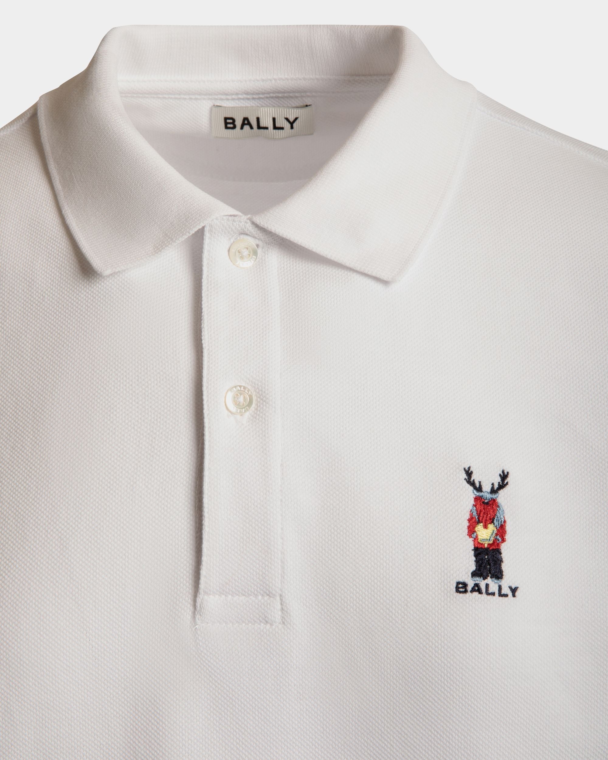Langarm-Poloshirt Mit Forest Mask-Stickerei Aus Weißer Baumwolle - Herren - Bally - 02