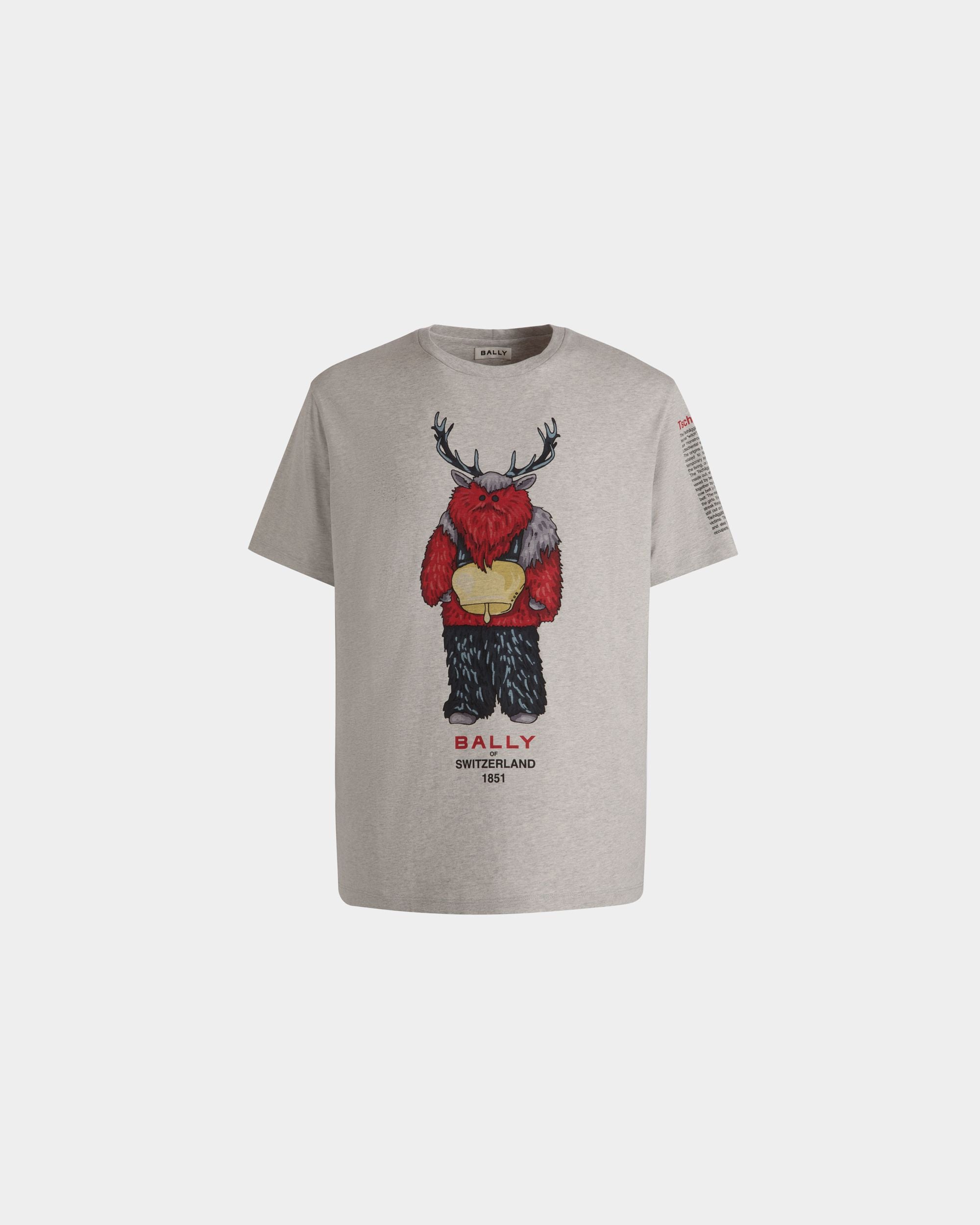 T-Shirt Avec Forest Mask En Coton Gris Chiné - Homme - Bally - 01