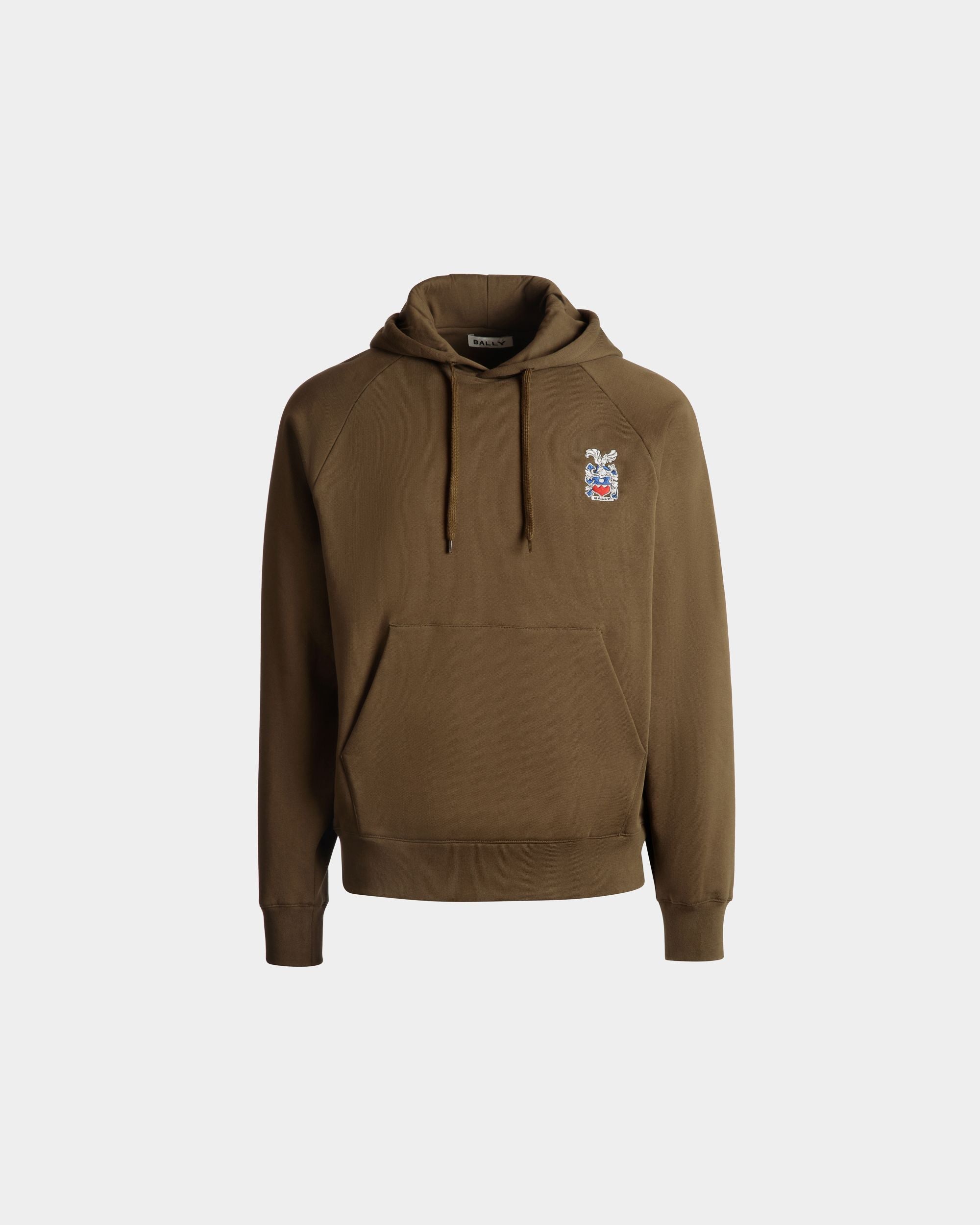 Hoodie With Bally Crest In Brown Cotton - Men's - Bally - 01