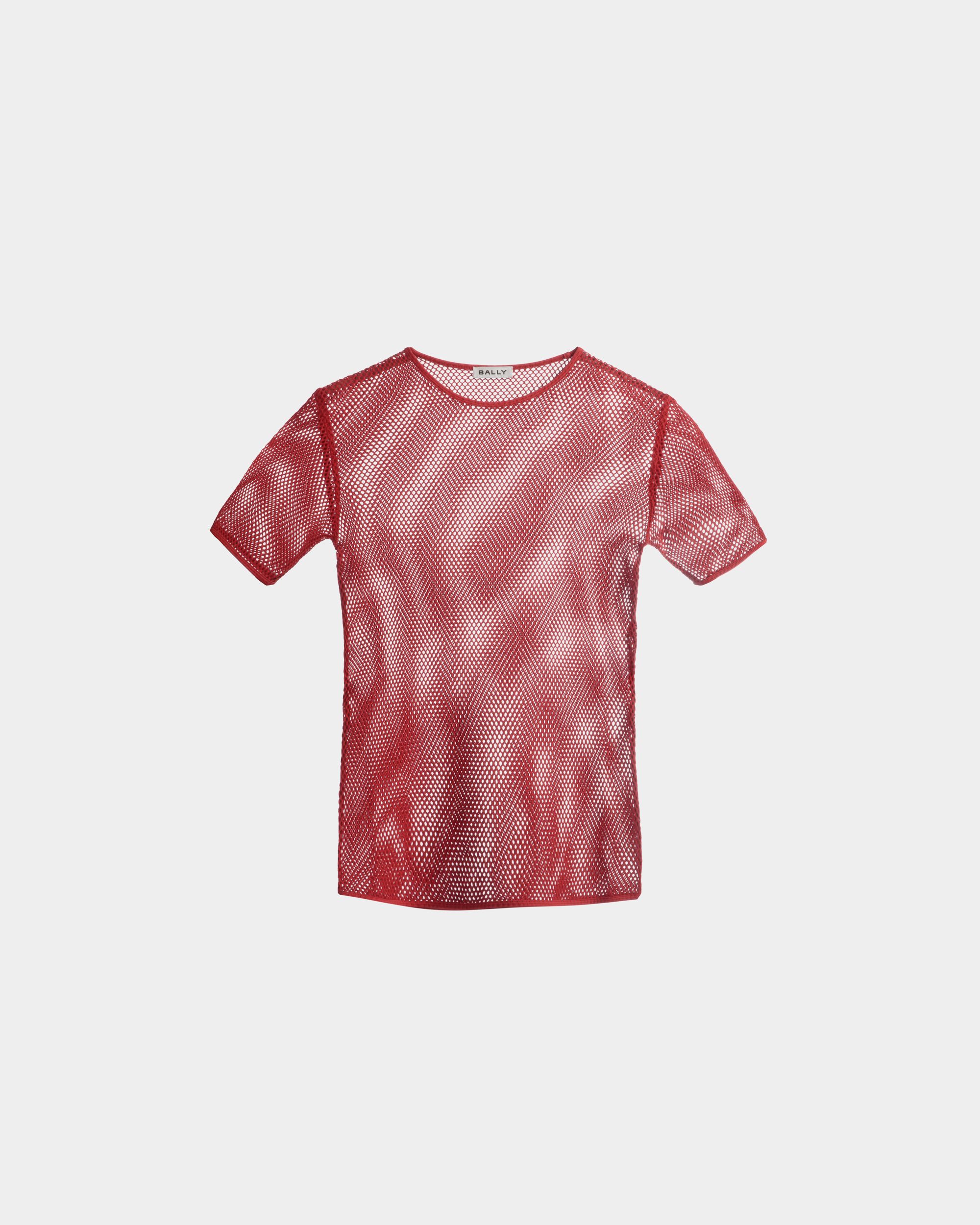 T-Shirt En Mesh De Coton Rouge - Homme - Bally - 01