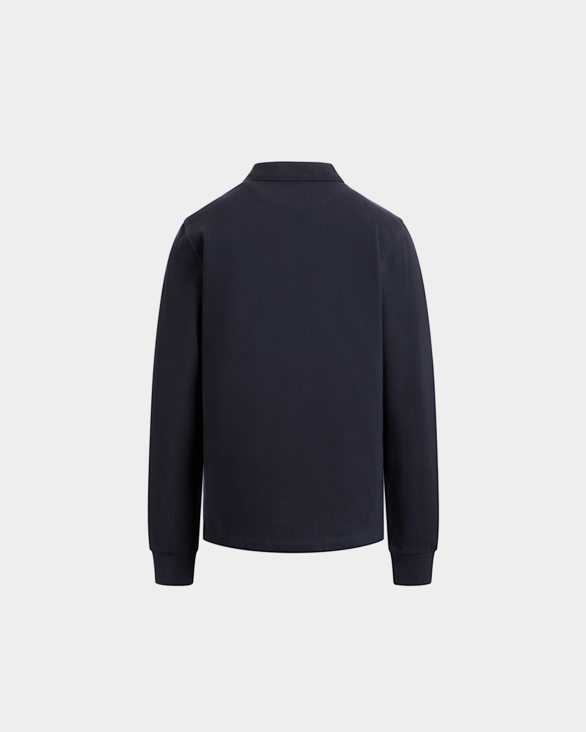 Polo À Manches Longues Pour Homme En Coton Navy Blue - Homme - Bally - 07