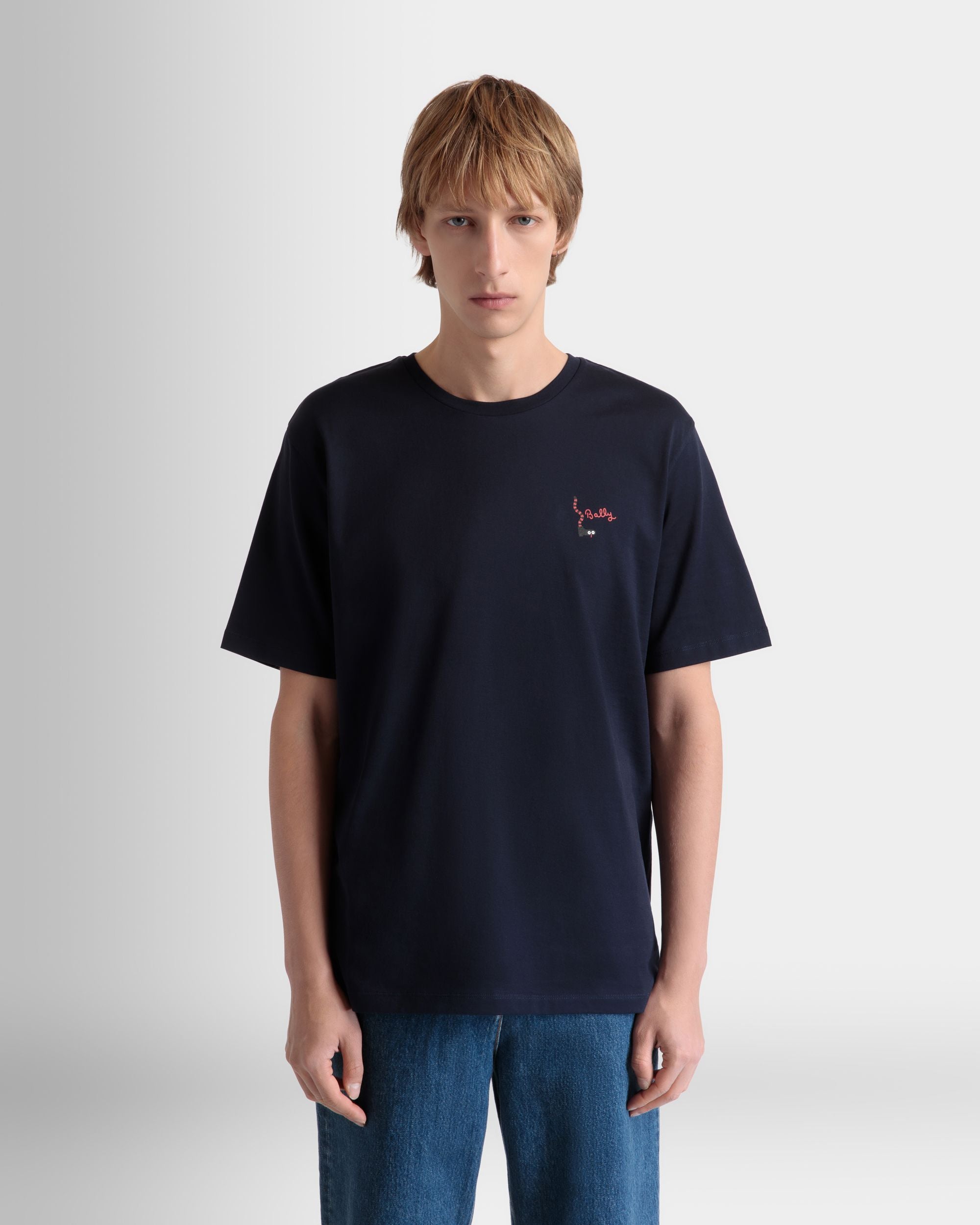 T-Shirt En Coton Navy Blue - Homme - Bally - 08