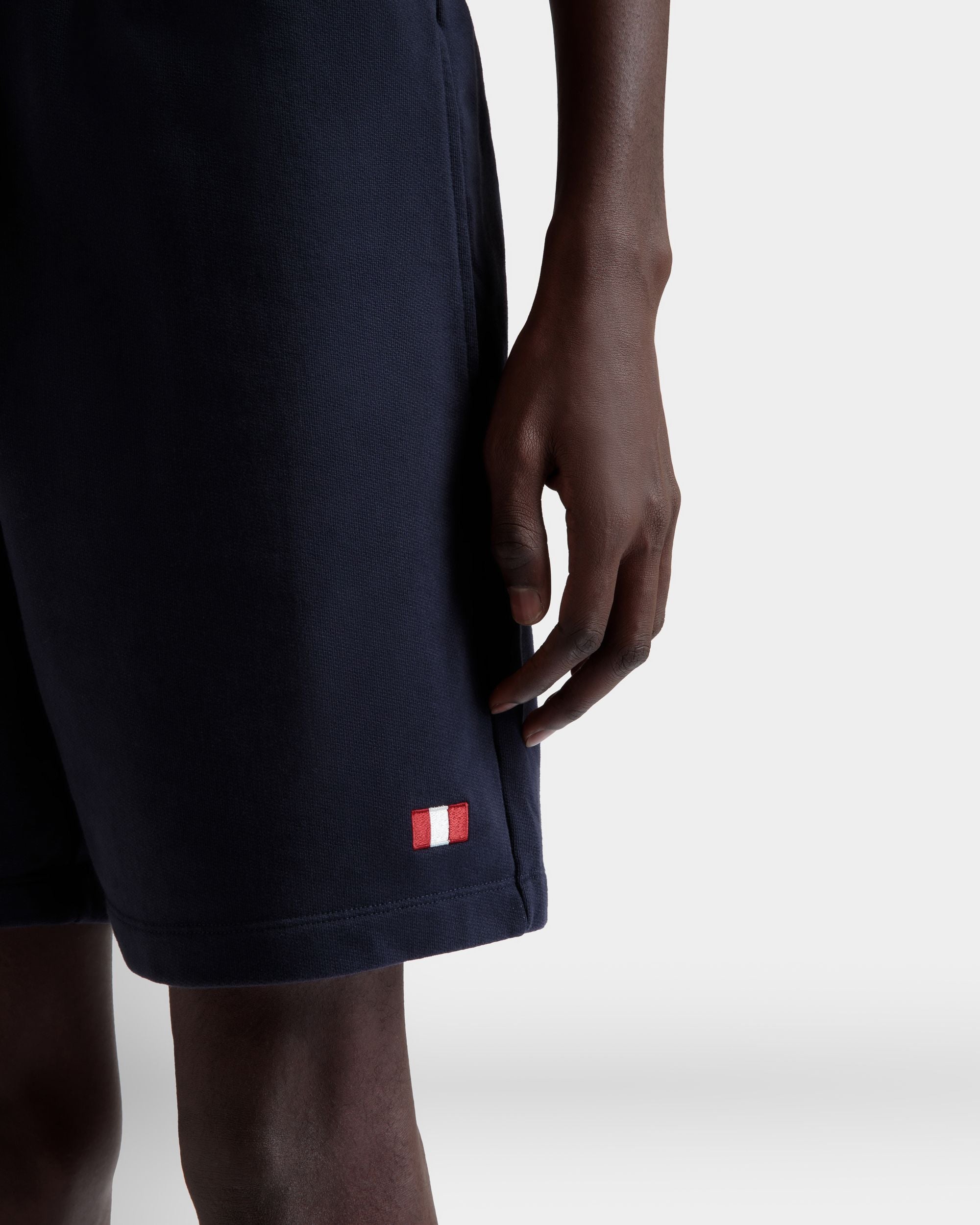 Short Avec Détail Bally Flag En Coton Navy Blue - Homme - Bally - 03