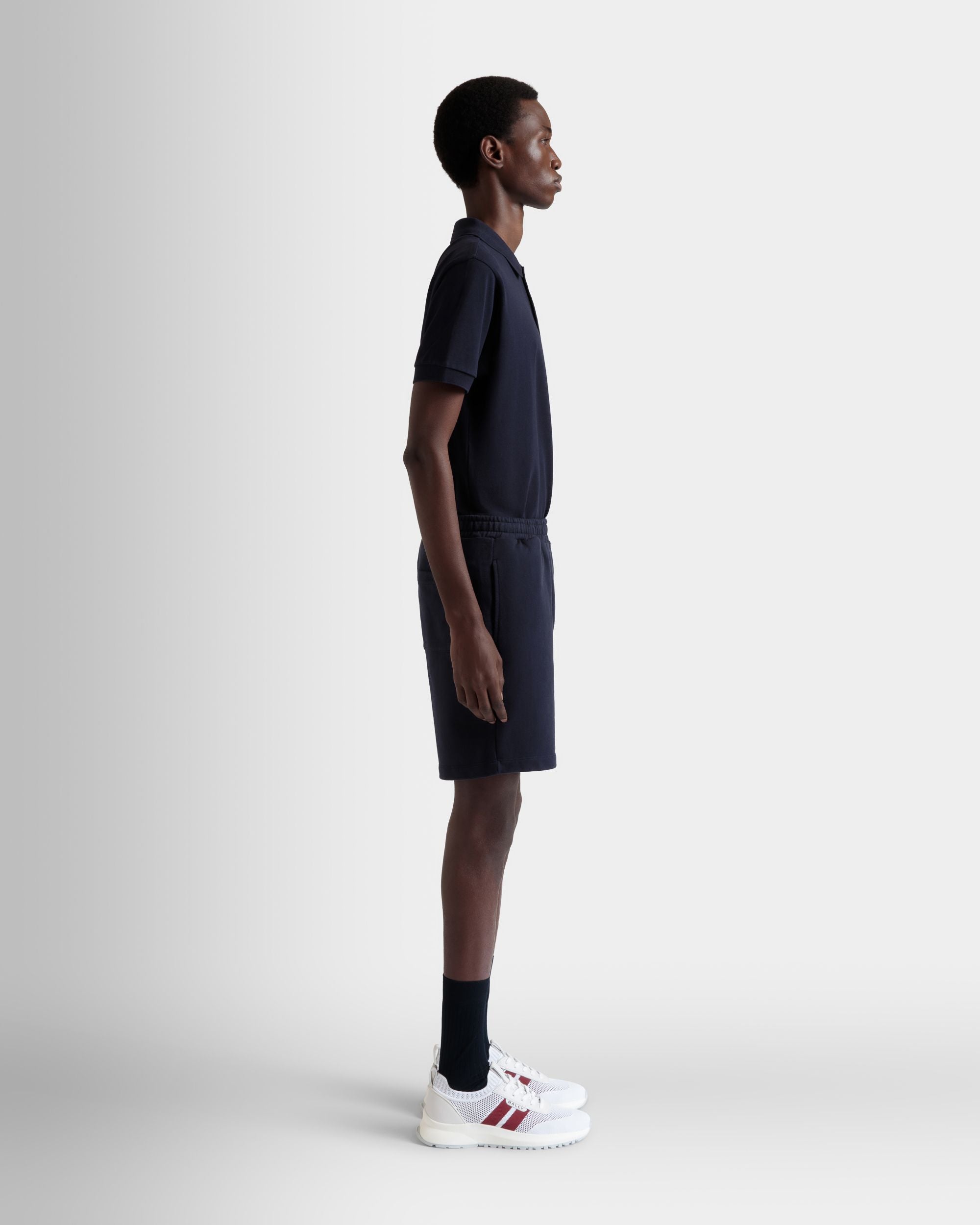 Short Avec Détail Bally Flag En Coton Navy Blue - Homme - Bally - 05