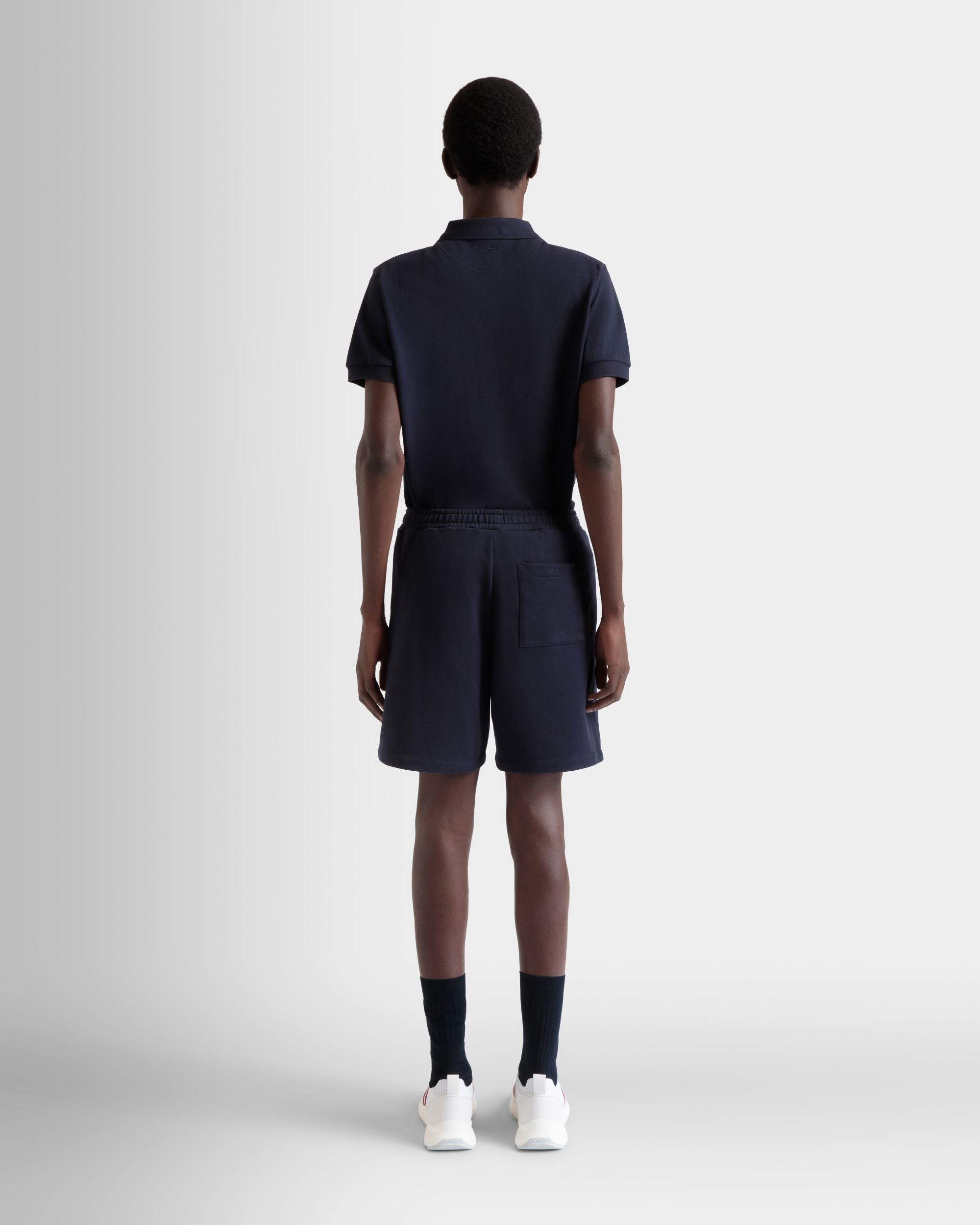 Short Avec Détail Bally Flag En Coton Navy Blue - Homme - Bally - 06