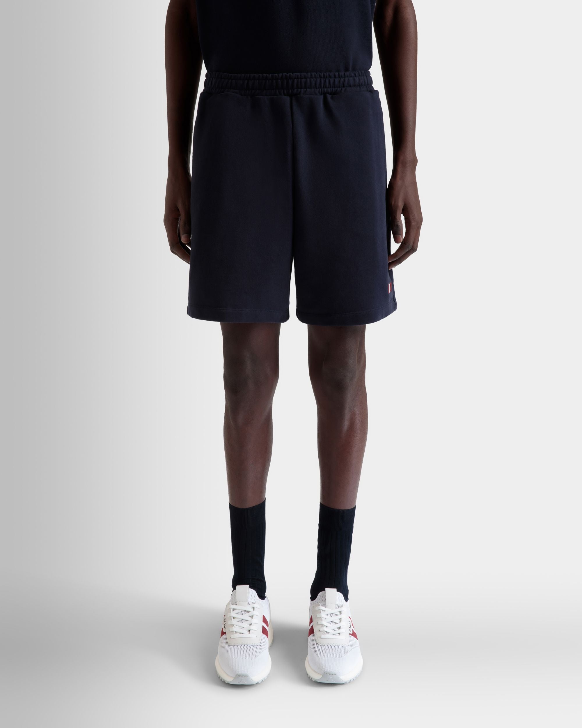 Short Avec Détail Bally Flag En Coton Navy Blue - Homme - Bally - 08