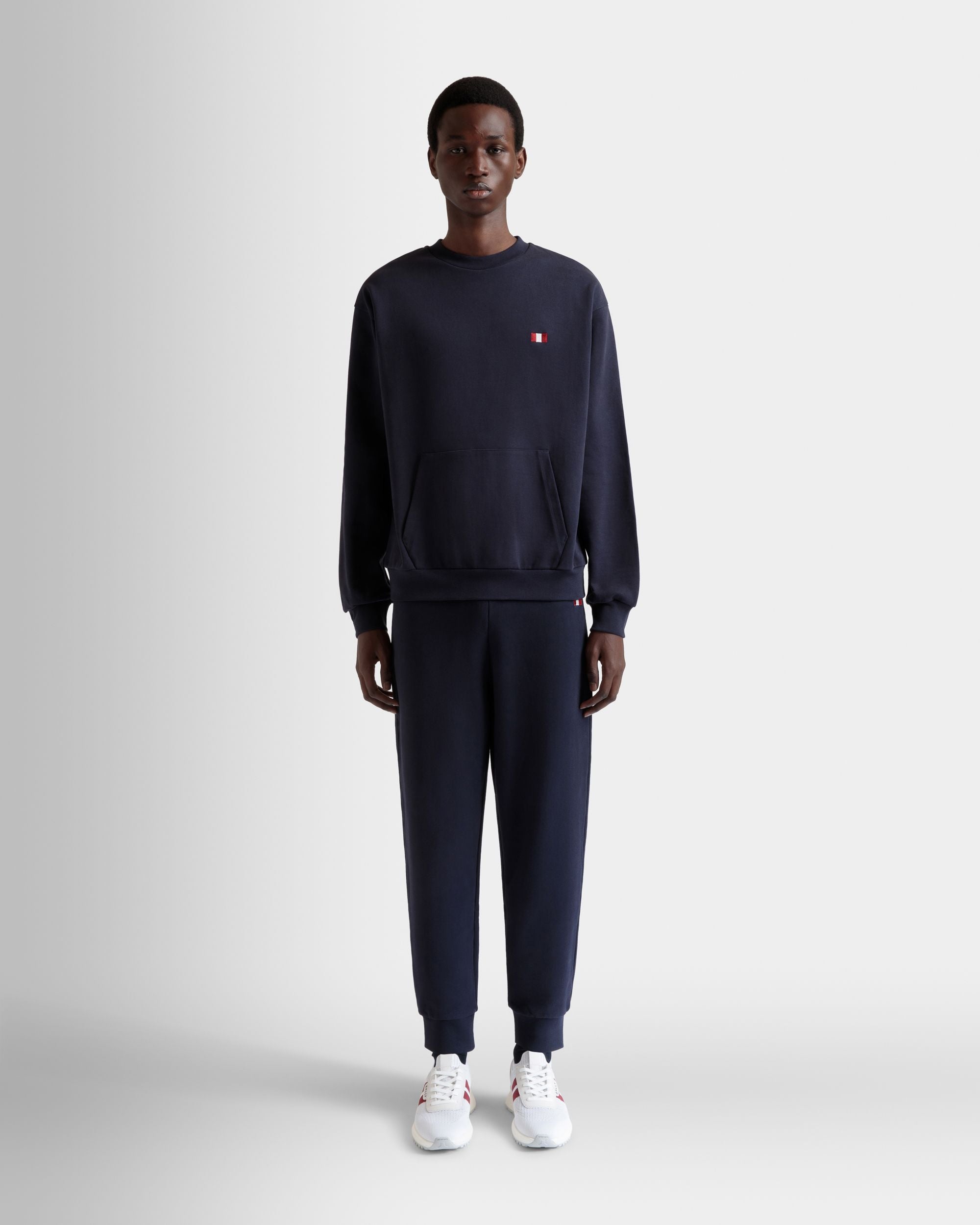 Pantalon De Survêtement Avec Détail Bally Flag En Coton Navy Blue - Homme - Bally - 02