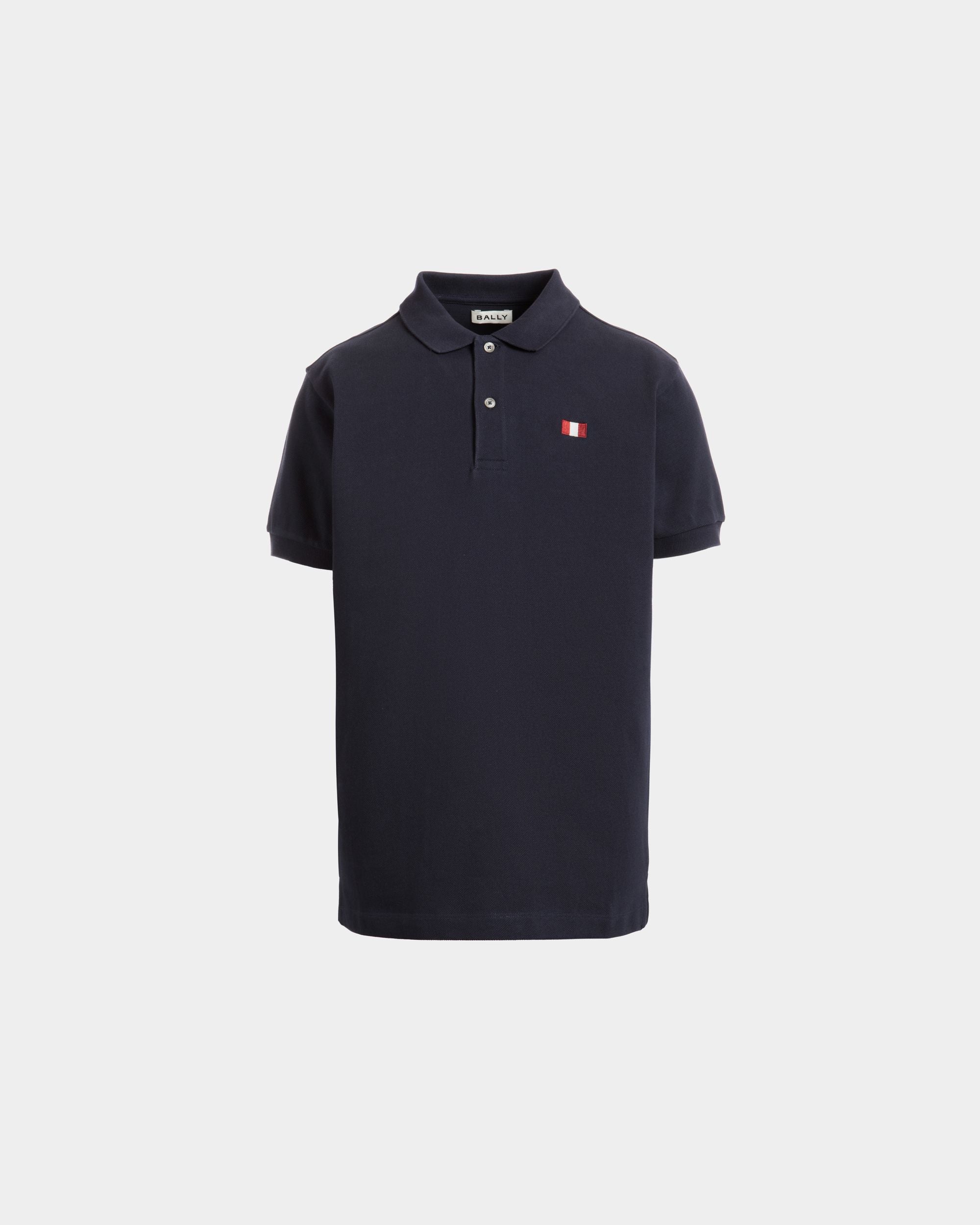 Poloshirt Aus Baumwolle In Navy Blue Mit Bally-Flagge - Herren - Bally - 01