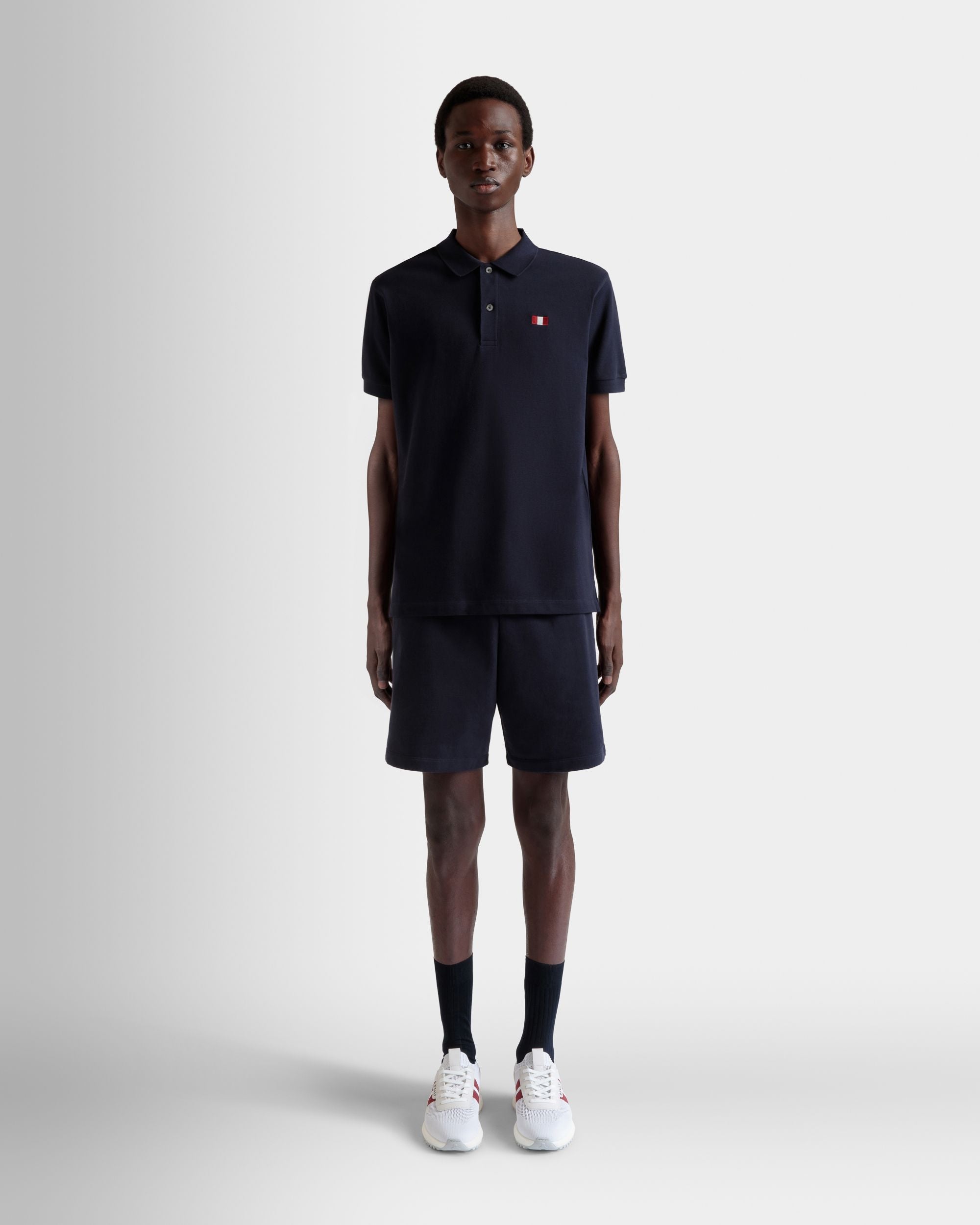 Poloshirt Aus Baumwolle In Navy Blue Mit Bally-Flagge - Herren - Bally - 02
