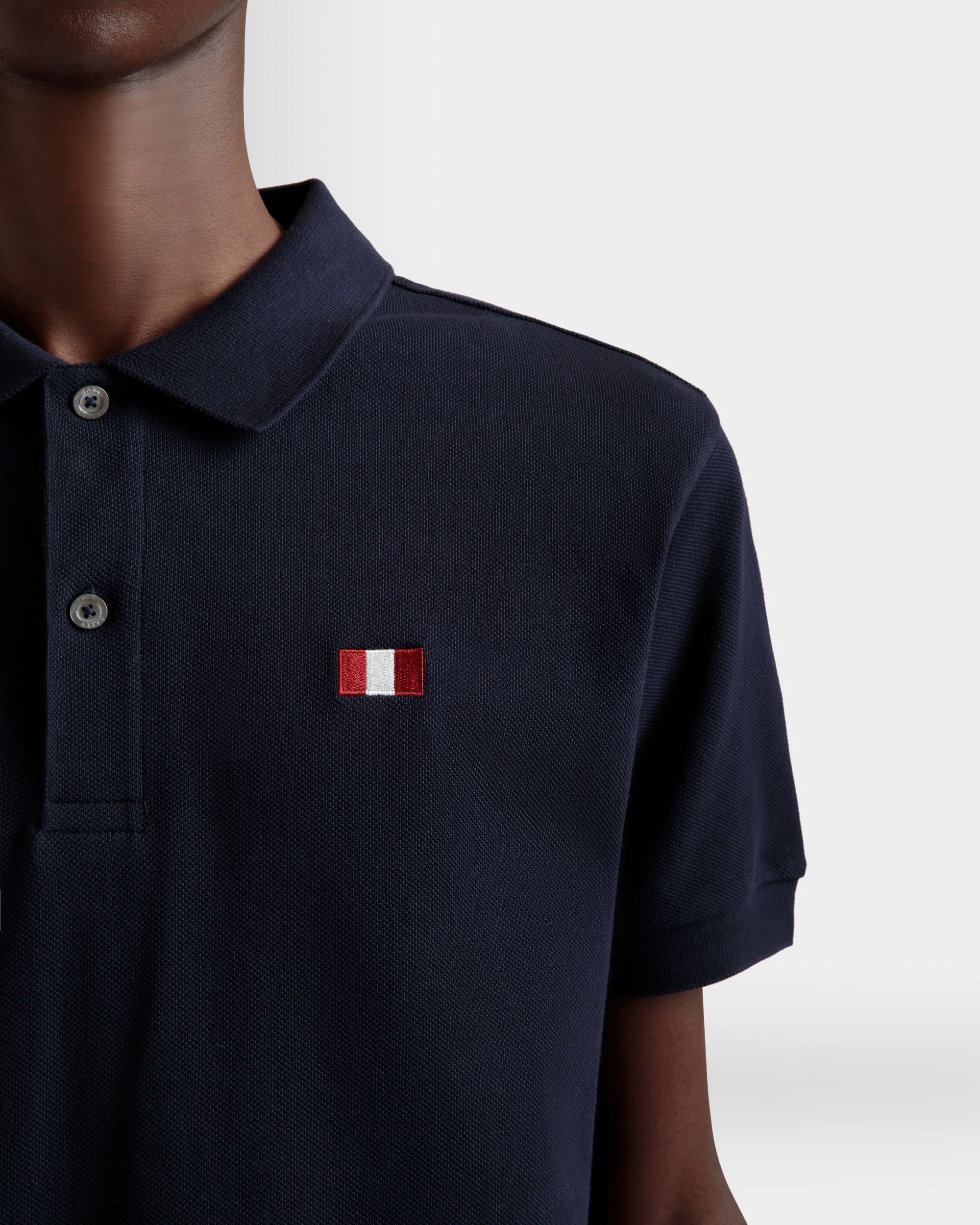 Poloshirt Aus Baumwolle In Navy Blue Mit Bally-Flagge - Herren - Bally - 03
