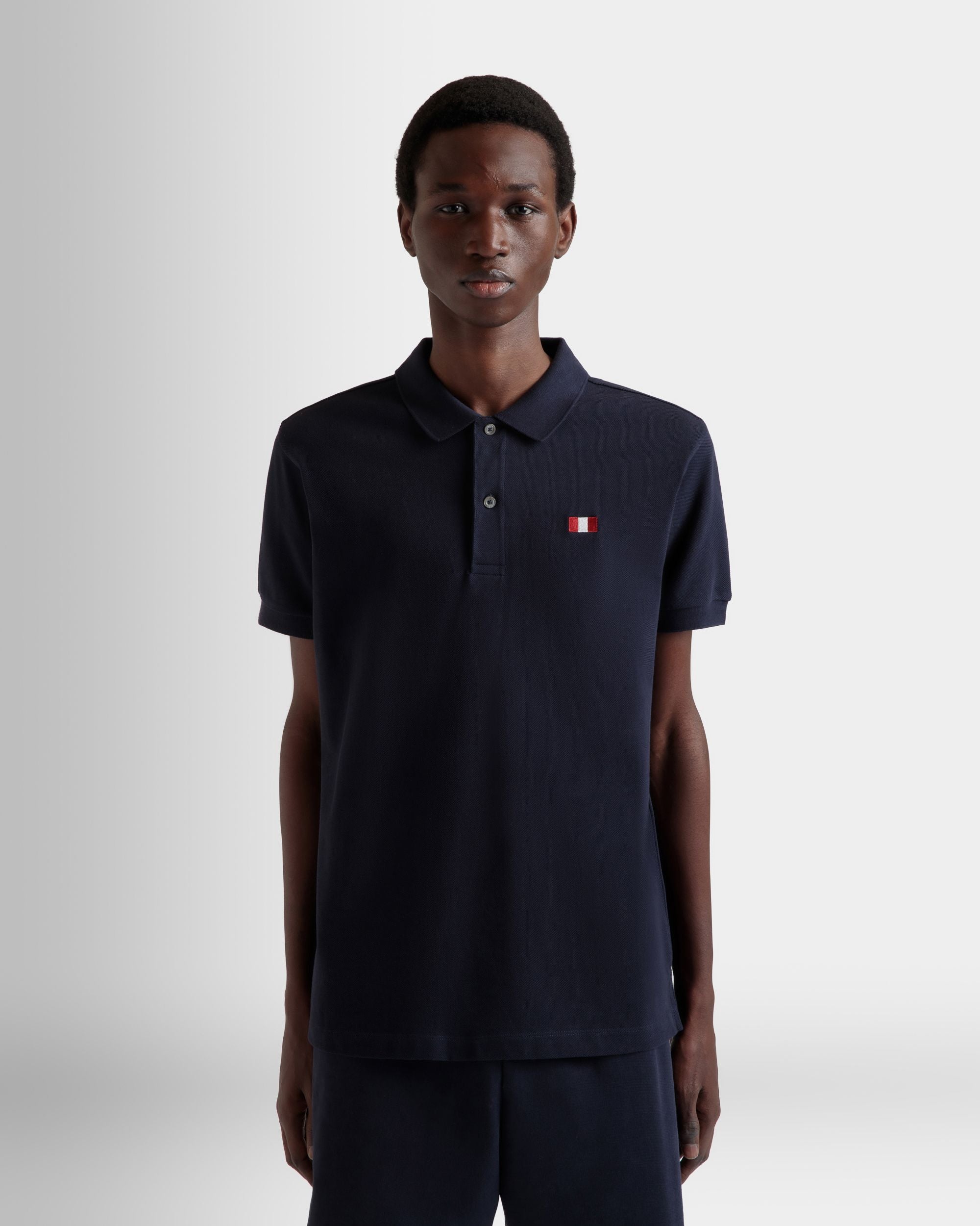 Poloshirt Aus Baumwolle In Navy Blue Mit Bally-Flagge - Herren - Bally - 08
