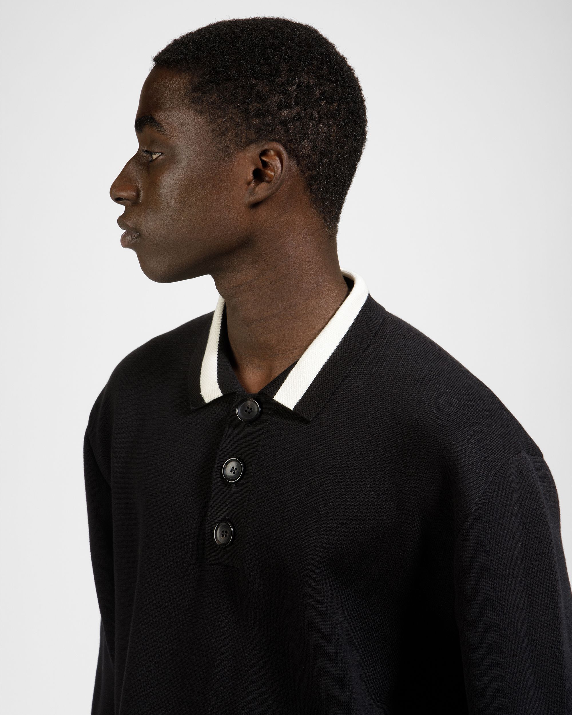 Knitted Cotton Polo Shirt In Black - Men's - Bally - 03