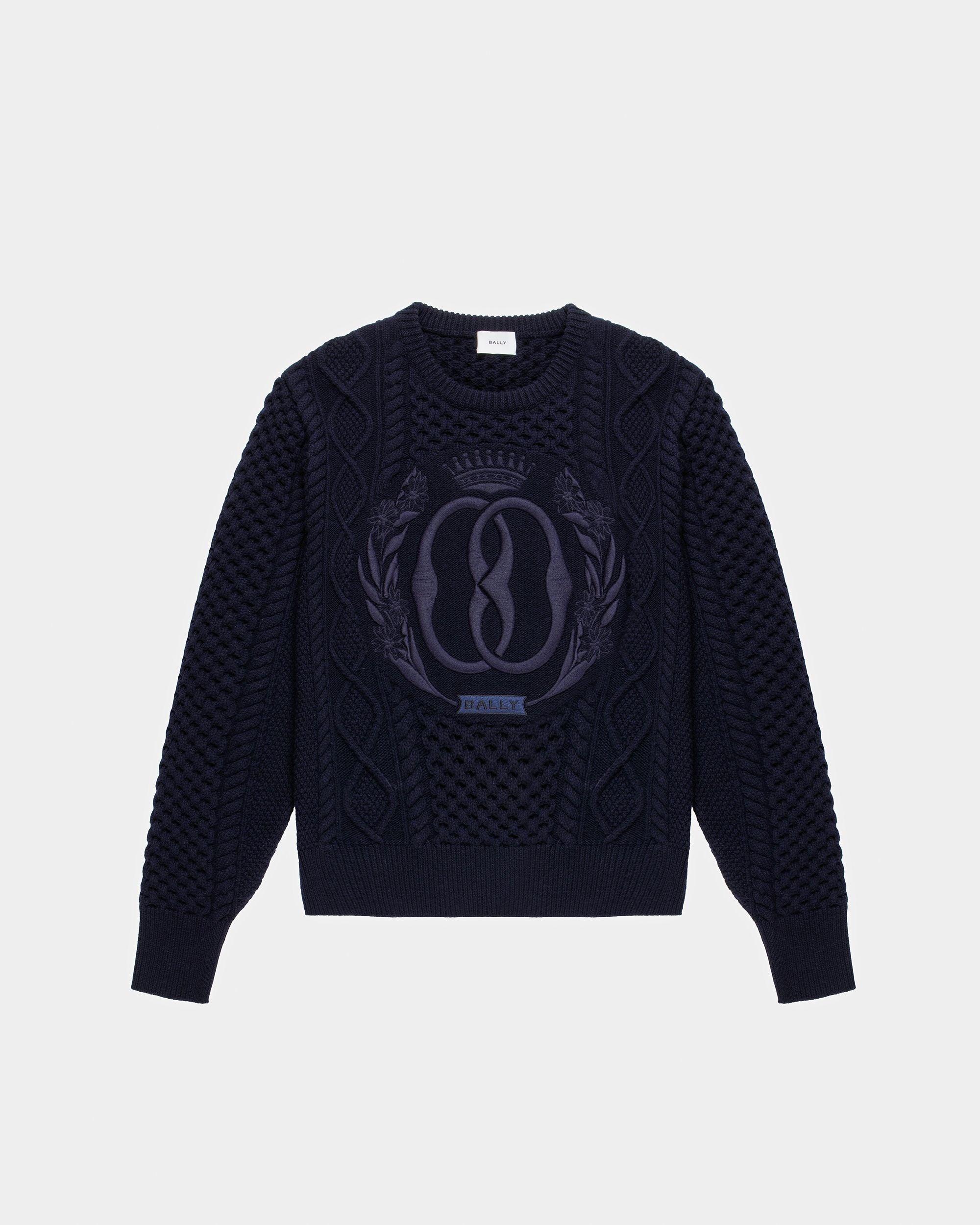 Rundhalspullover Aus Marineblauer Wolle - Herren - Bally - 01